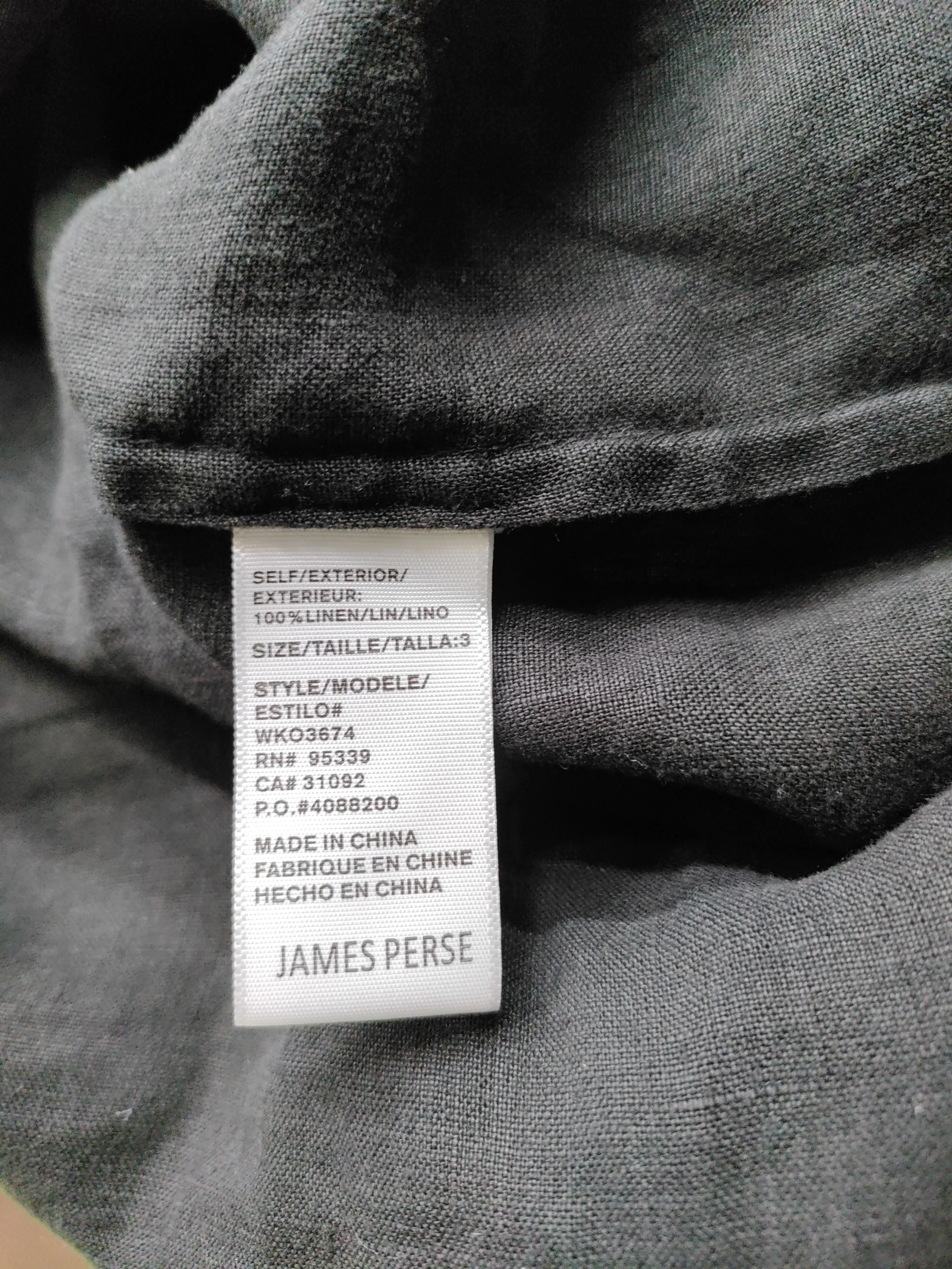 James Perse Women's Shirt L Black 100% Linen 3/4 Sleeve Collared Basic - Image 7