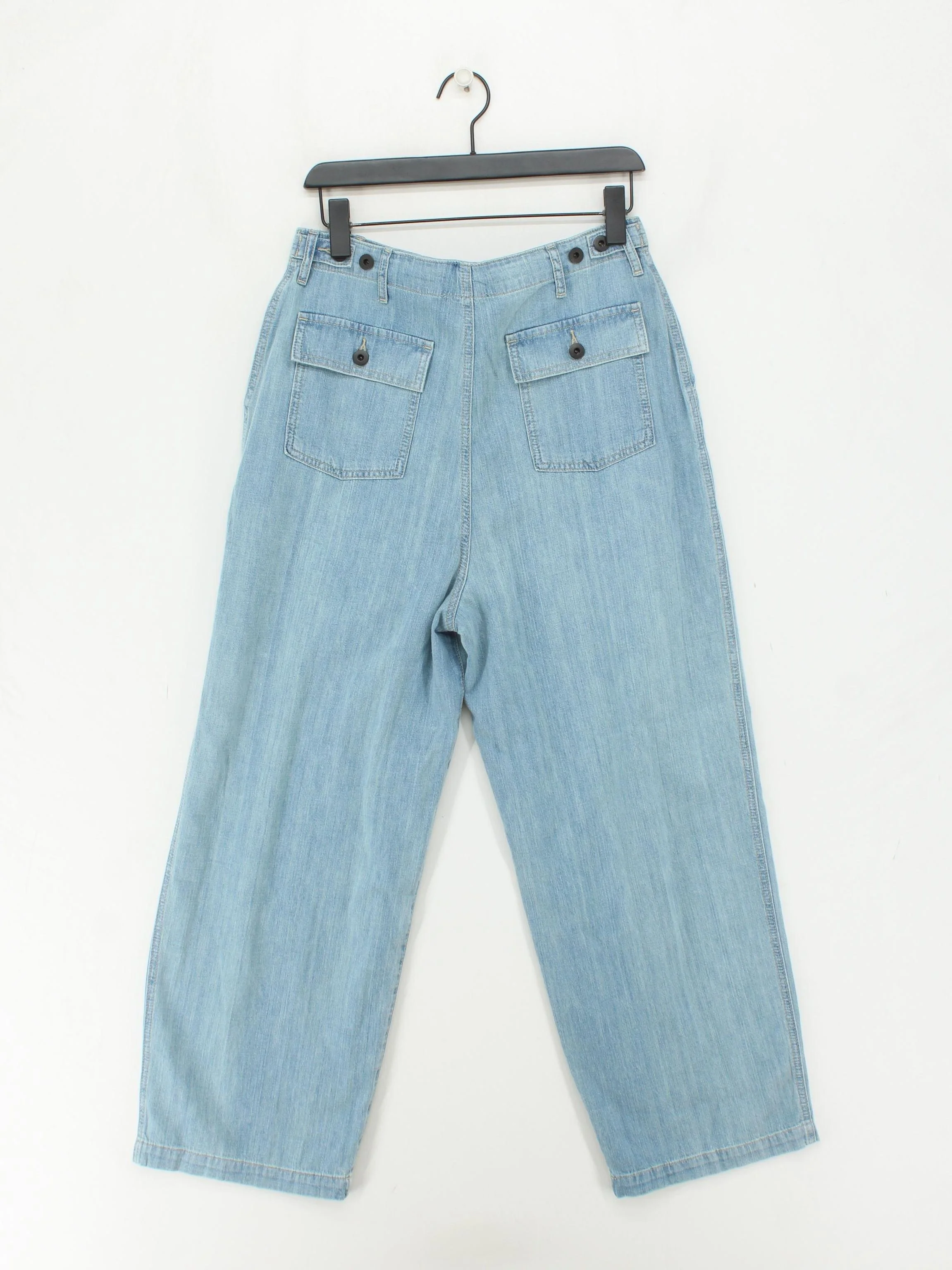 James Perse Women's Trousers W 27 in Blue 100% Cotton Wide-Leg Chino - Image 2