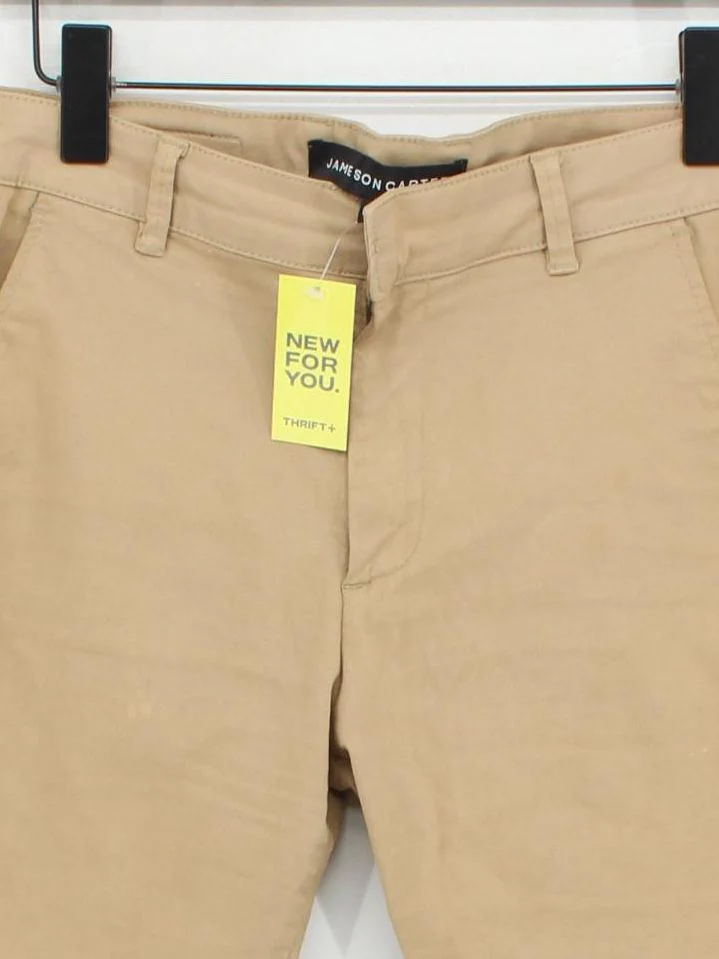 Jameson Carter Men's Shorts W 30 in Tan Cotton with Elastane Chino - Image 3