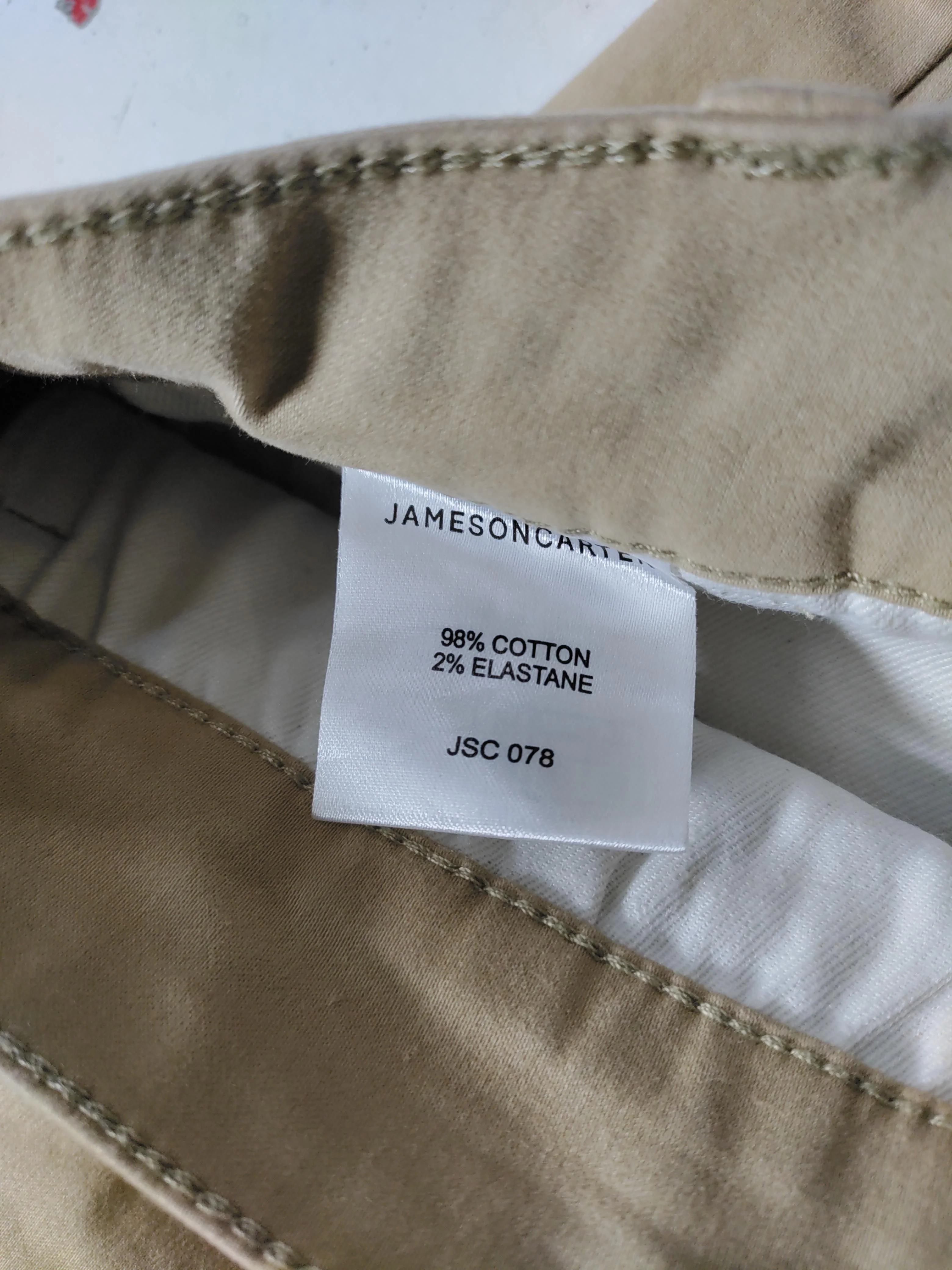 Jameson Carter Men's Shorts W 30 in Tan Cotton with Elastane Chino - Image 7