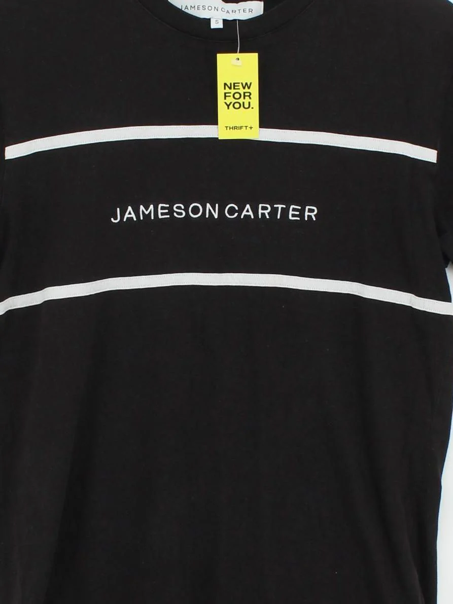 Jameson Carter Men's T-Shirt S Black Striped 100% Cotton Basic - Image 3