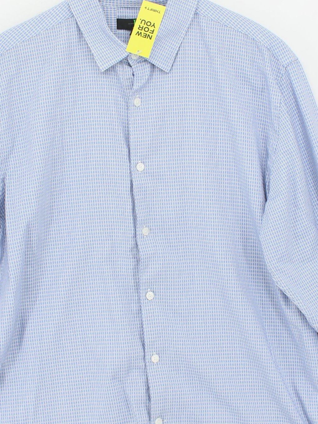 Jasper Conran Men's Shirt L Blue Checkered 100% Cotton Basic - Image 3