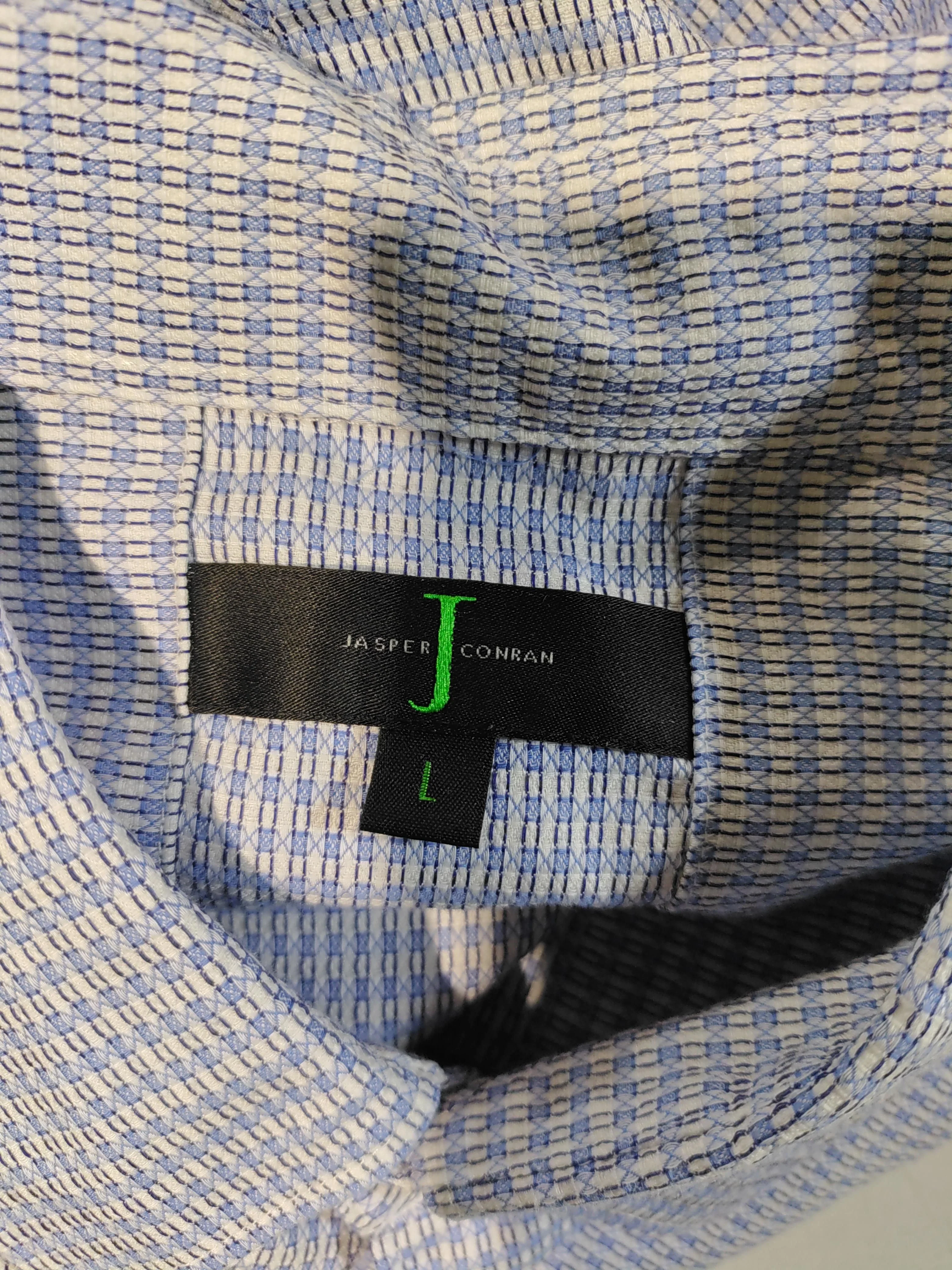 Jasper Conran Men's Shirt L Blue Checkered 100% Cotton Basic - Image 5