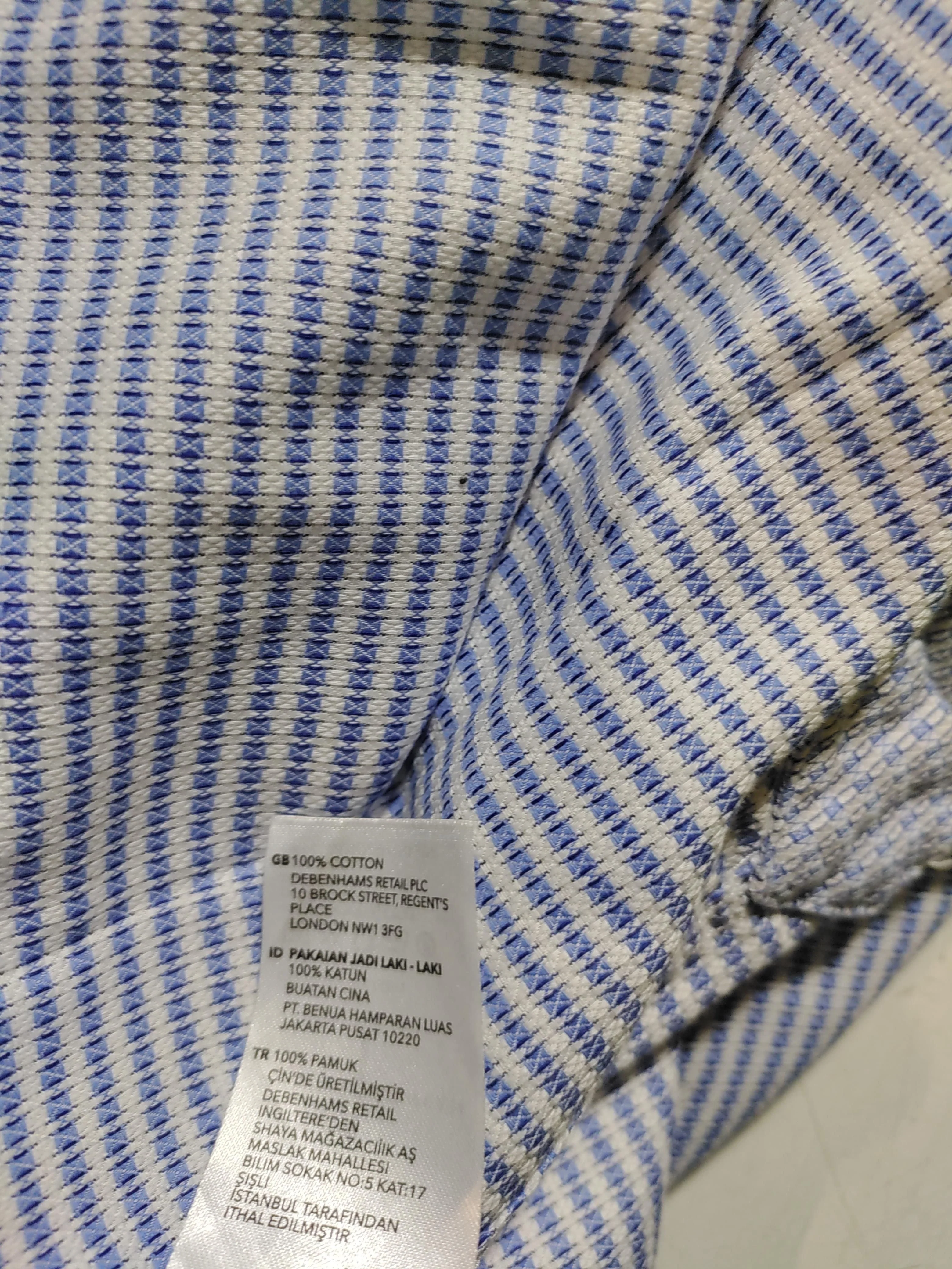 Jasper Conran Men's Shirt L Blue Checkered 100% Cotton Basic - Image 6