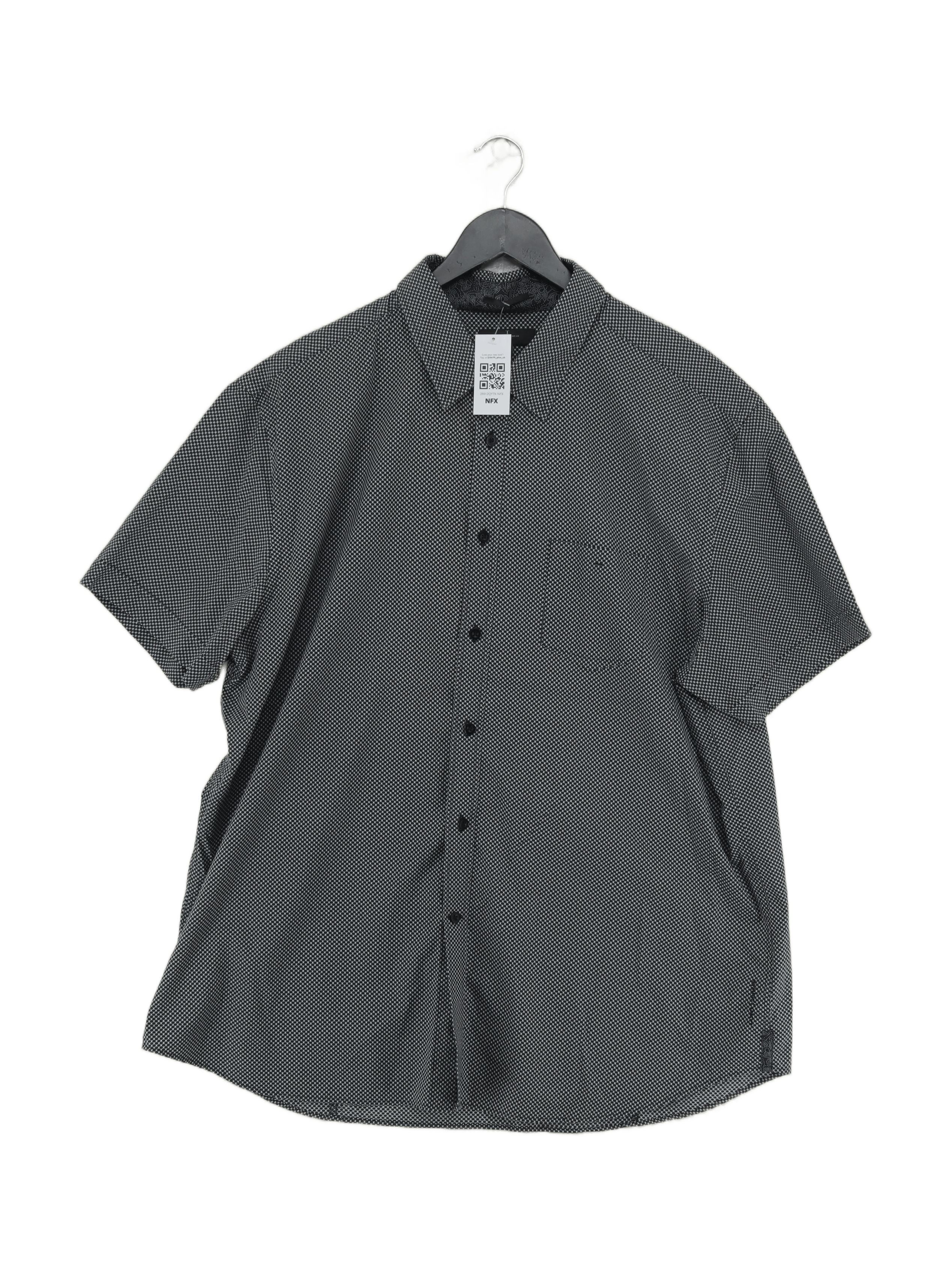 Jasper Conran Men's Shirt XXL Black Geometric 100% Cotton Basic