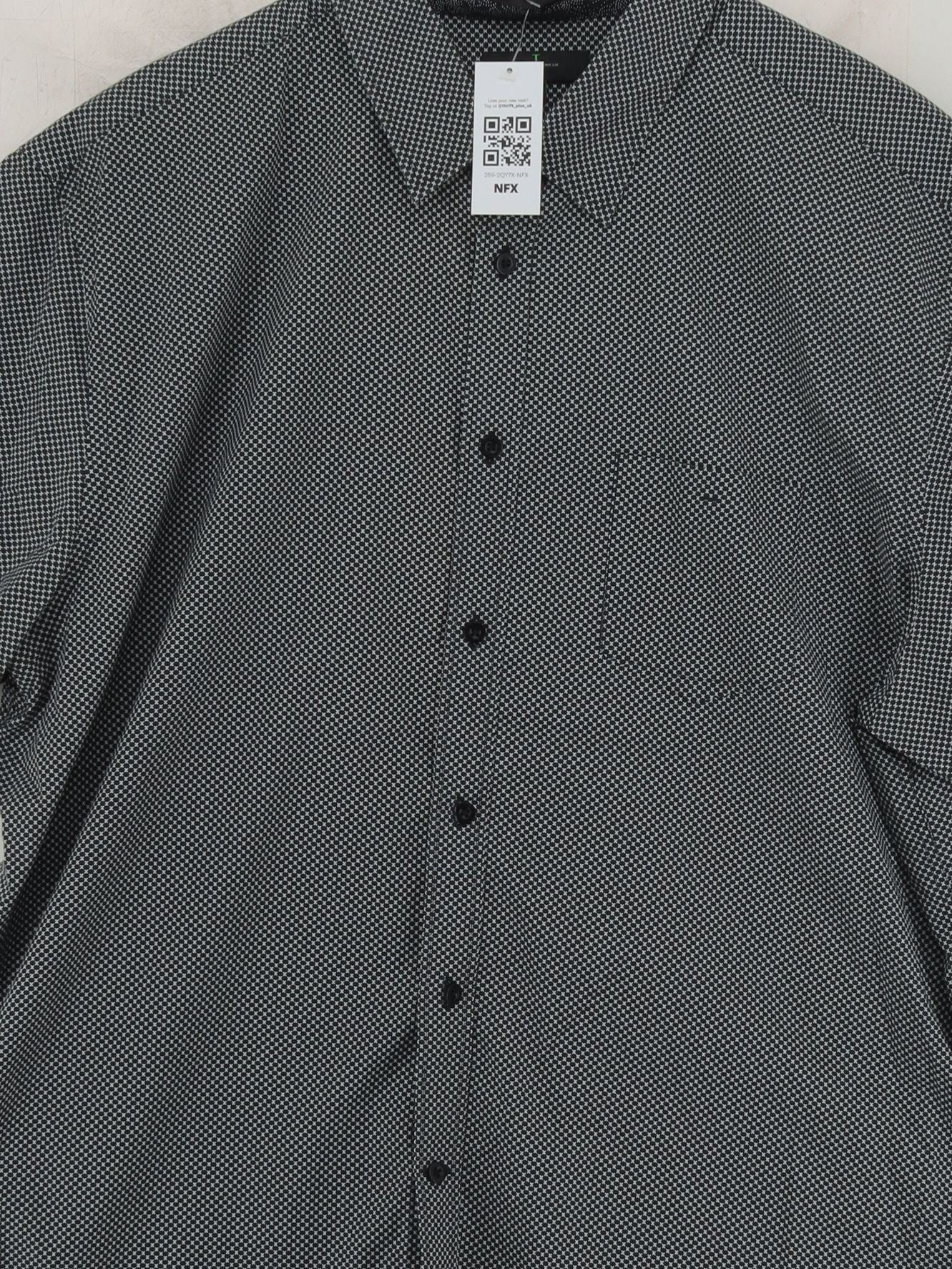 Jasper Conran Men's Shirt XXL Black Geometric 100% Cotton Basic - Image 3