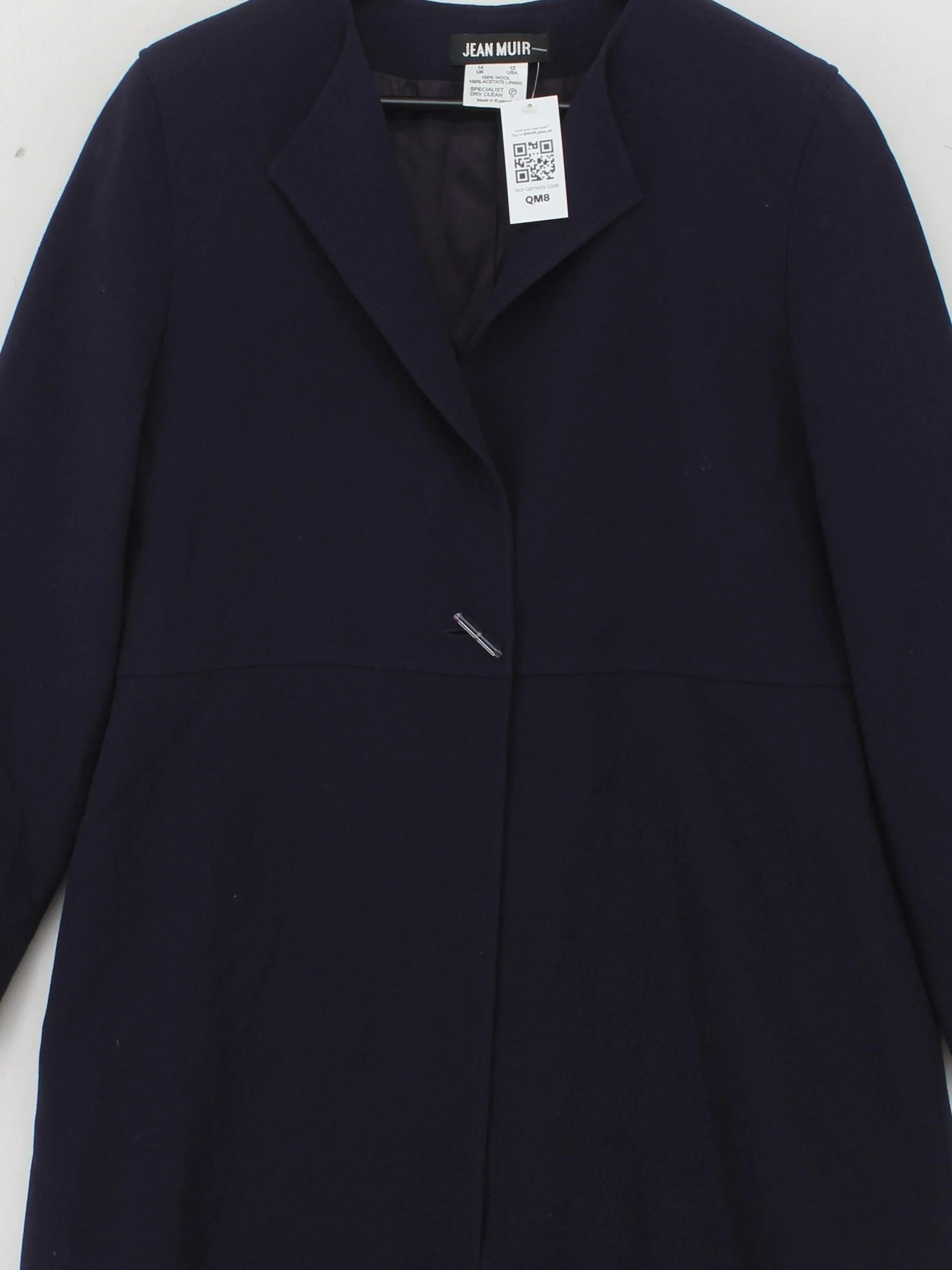 Jean Muir Women's Coat UK 14 Blue Wool with Acetate Overcoat - Image 3
