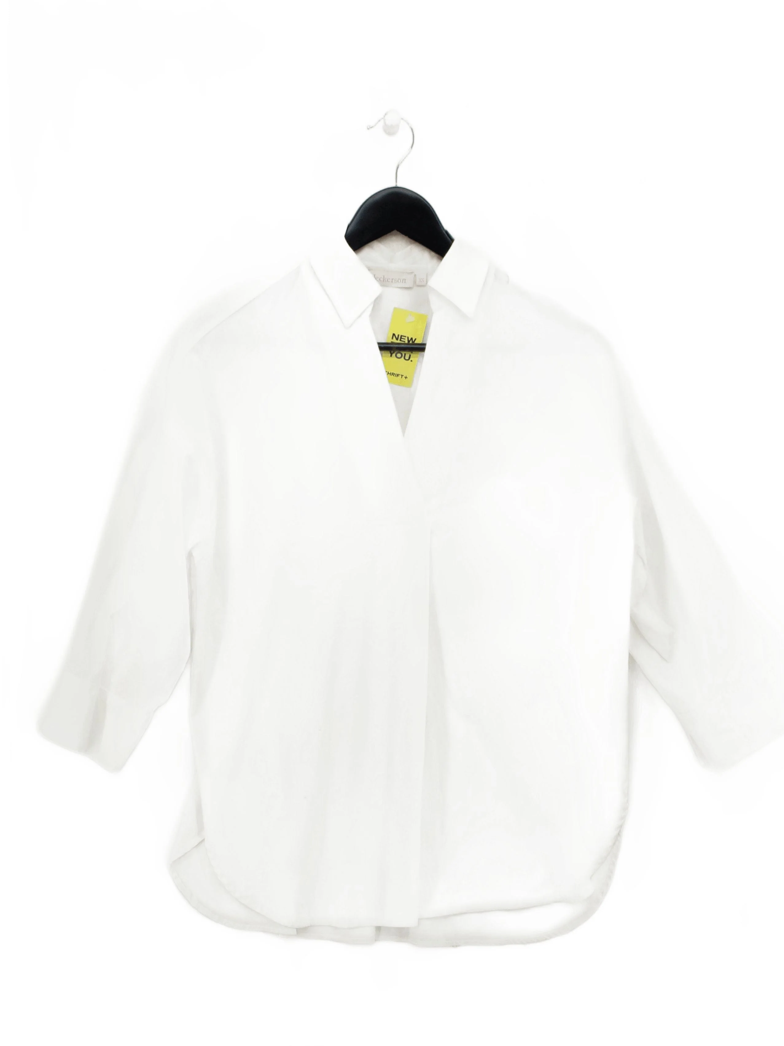 Jeckerson Women's Shirt XS White Cotton with Elastane 3/4 Sleeve Collared Basic