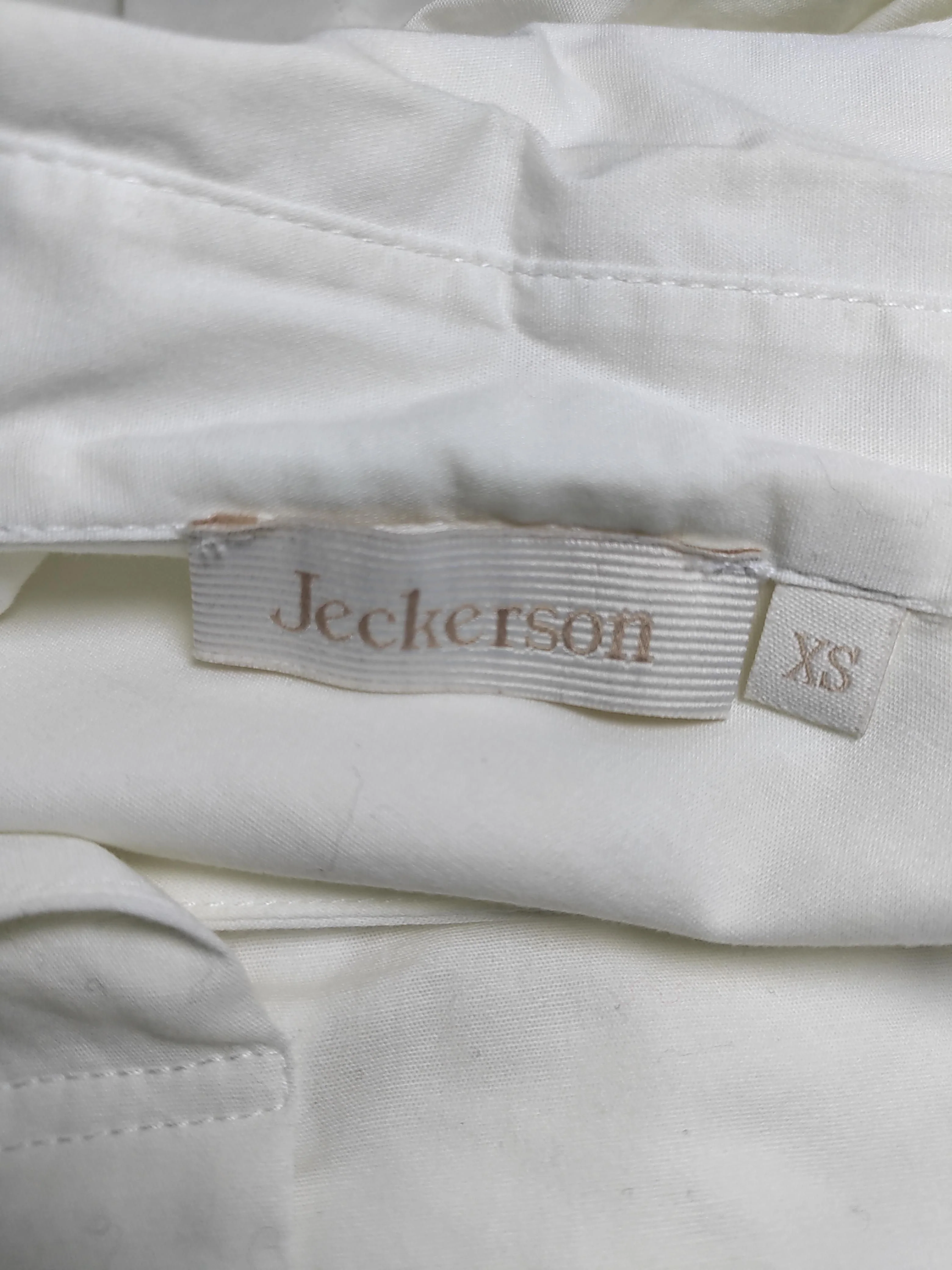 Jeckerson Women's Shirt XS White Cotton with Elastane 3/4 Sleeve Collared Basic - Image 6