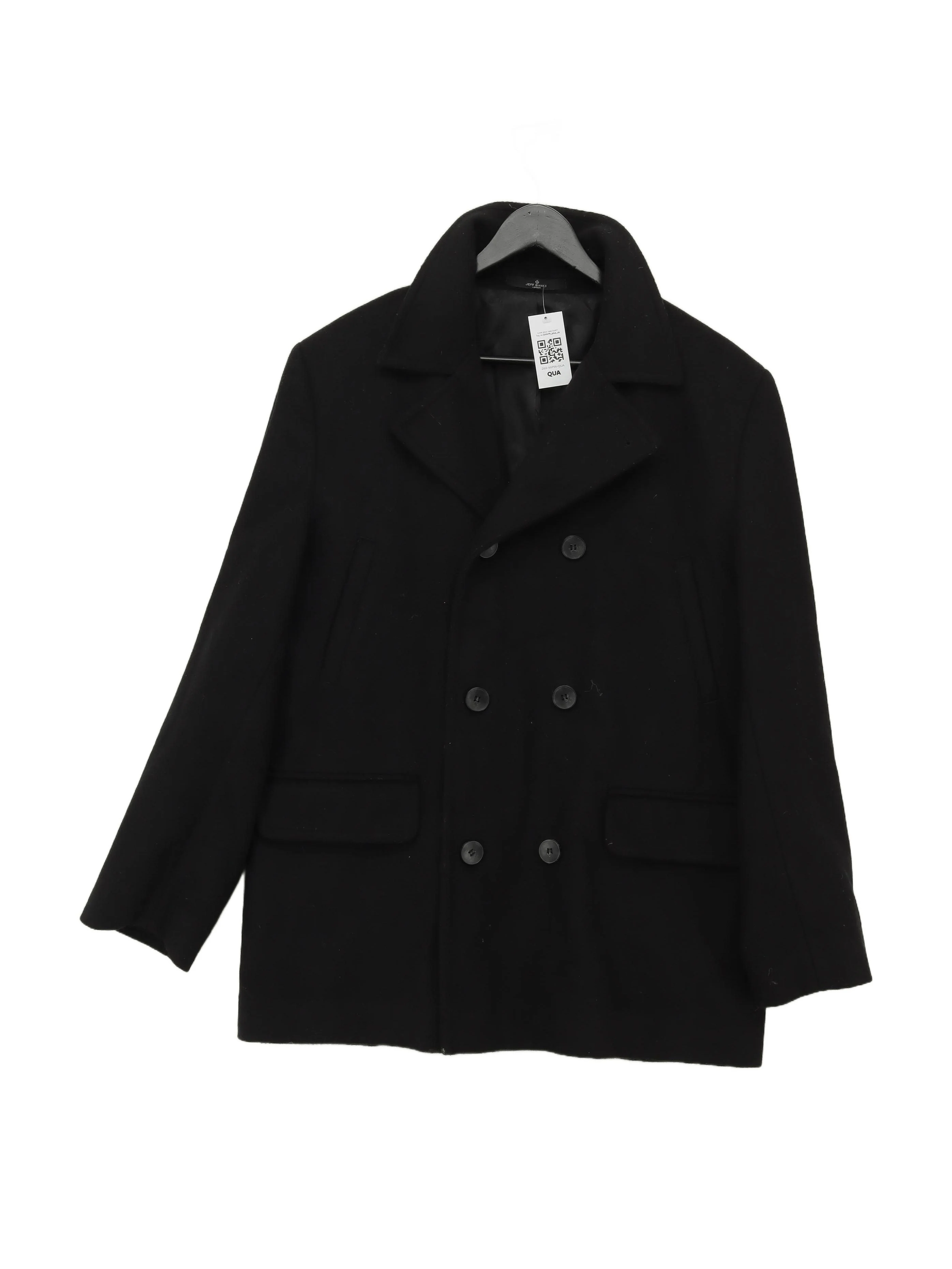 Jeff Banks Men's Coat L Black Wool with Polyester, Cashmere Pea Coat