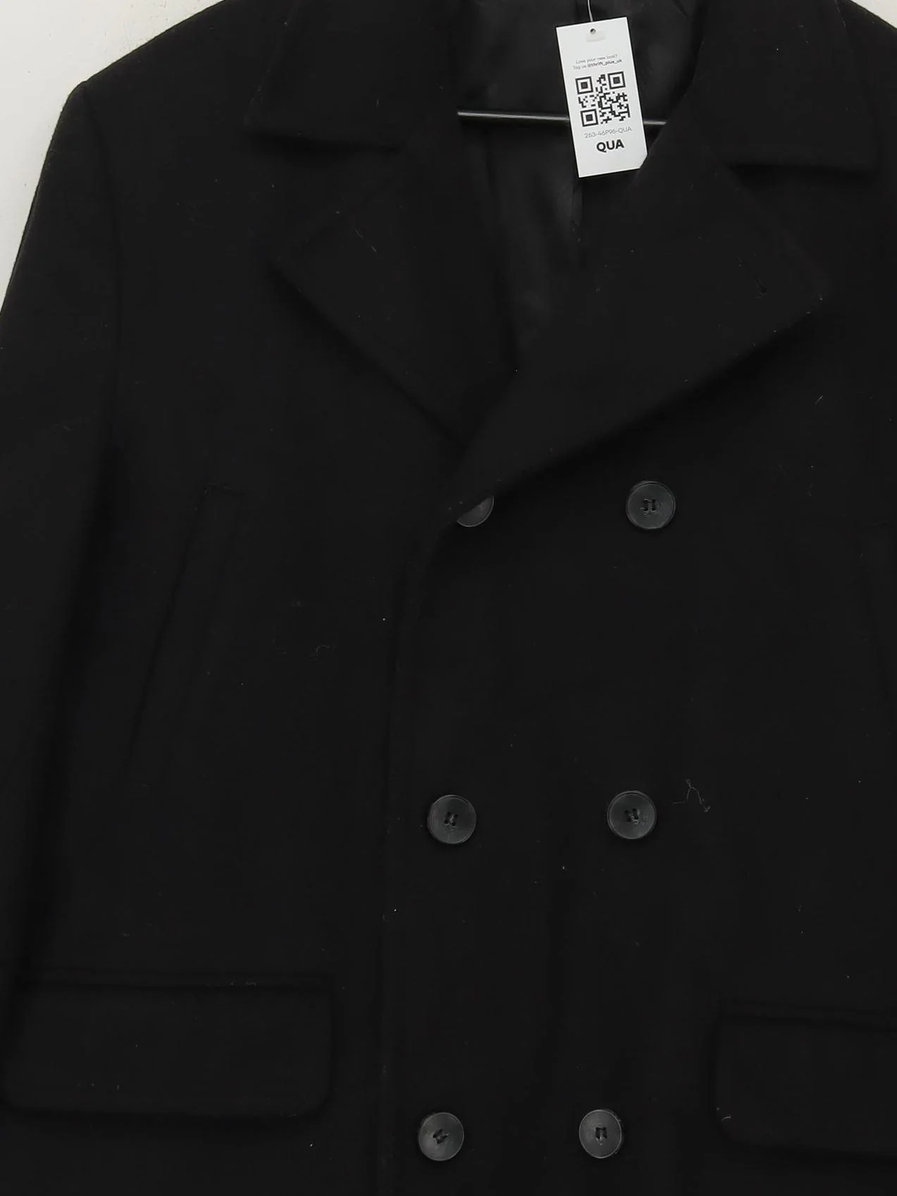 Jeff Banks Men's Coat L Black Wool with Polyester, Cashmere Pea Coat - Image 3