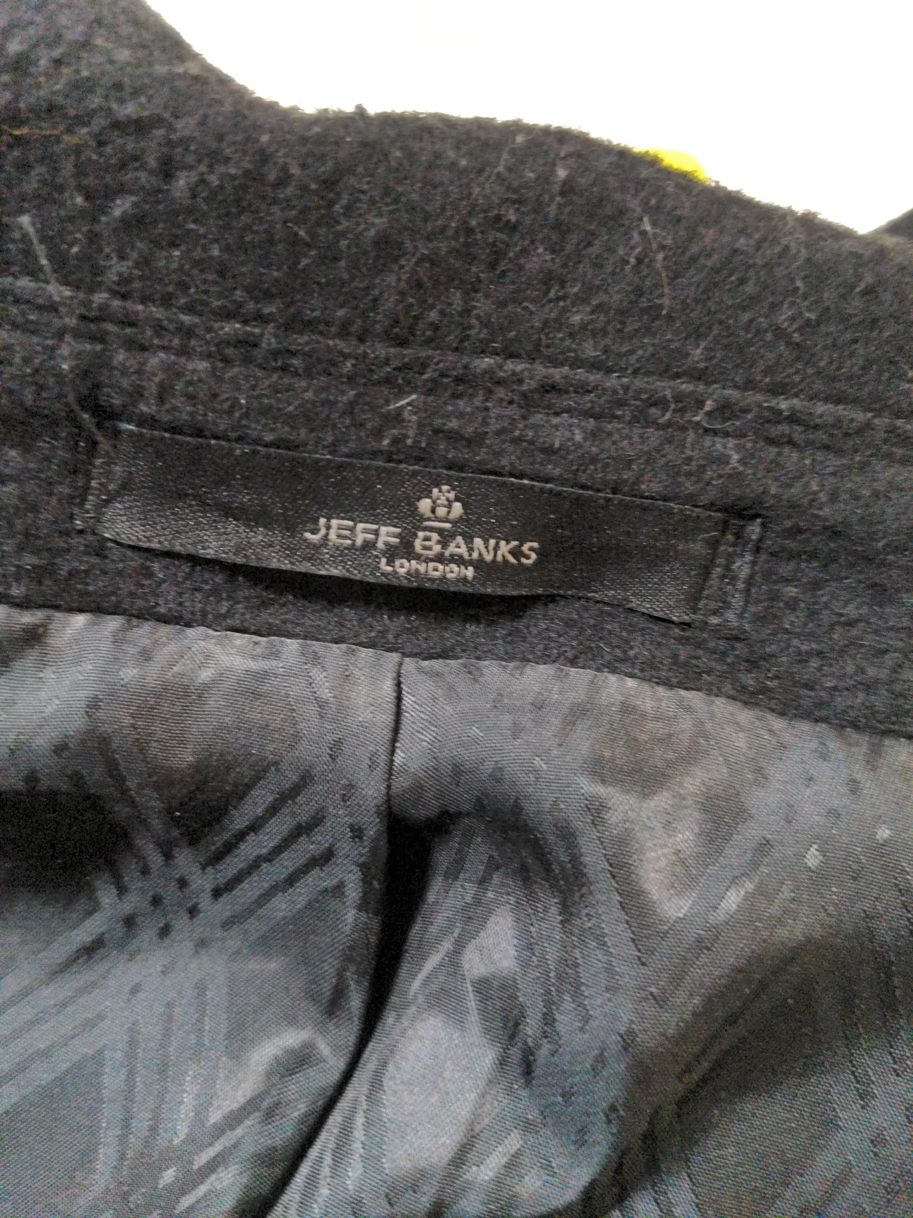 Jeff Banks Men's Coat L Black Wool with Polyester, Cashmere Pea Coat - Image 6