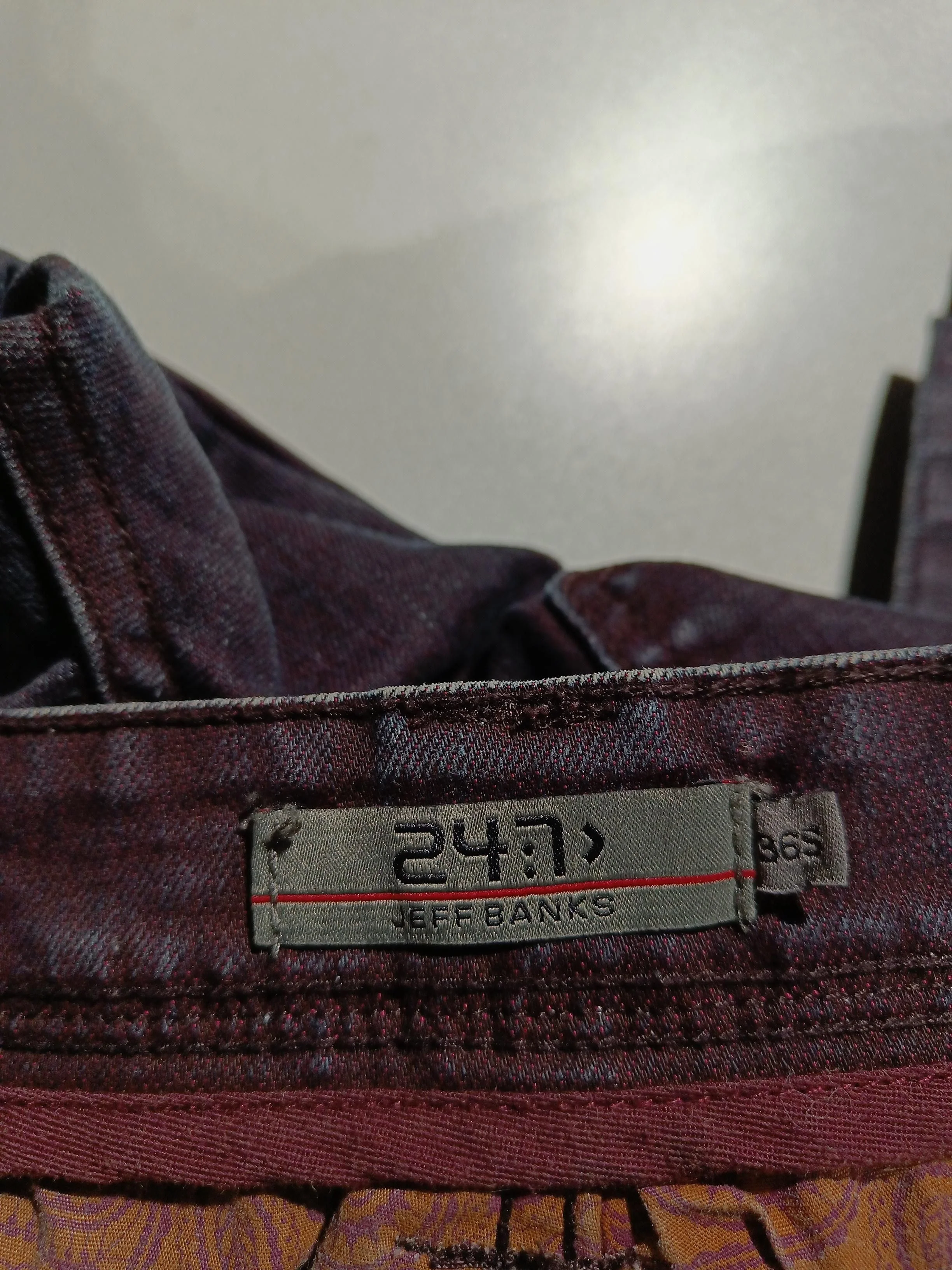 Jeff Banks Men's Jeans S Red Cotton with Polyester, Elastane Straight - Image 5
