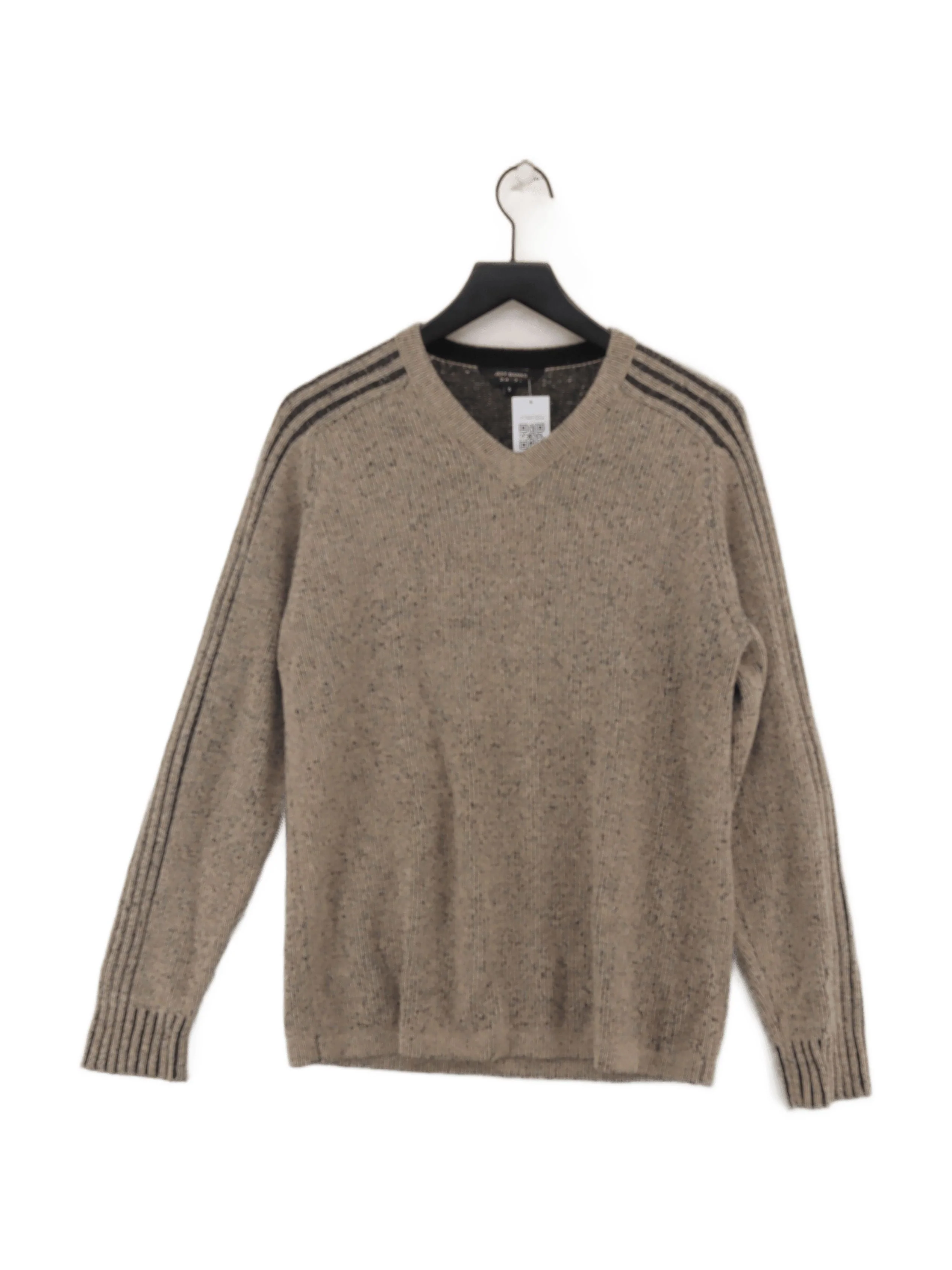 Jeff Banks Men's Jumper S Brown Cotton with Wool V-Neck Pullover