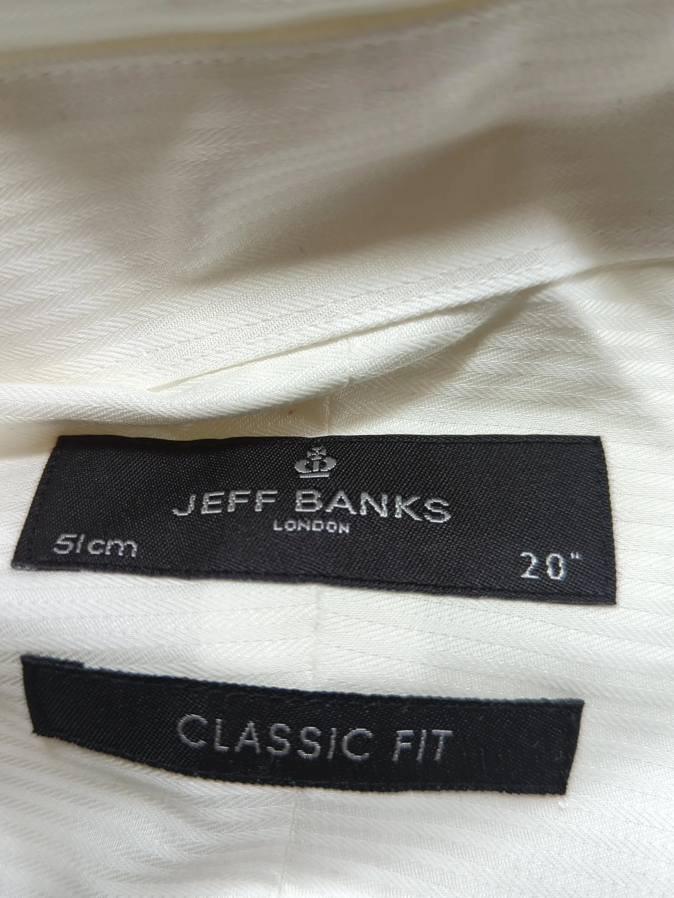 Jeff Banks Men's Shirt Collar: 20 in White 100% Cotton Basic - Image 6