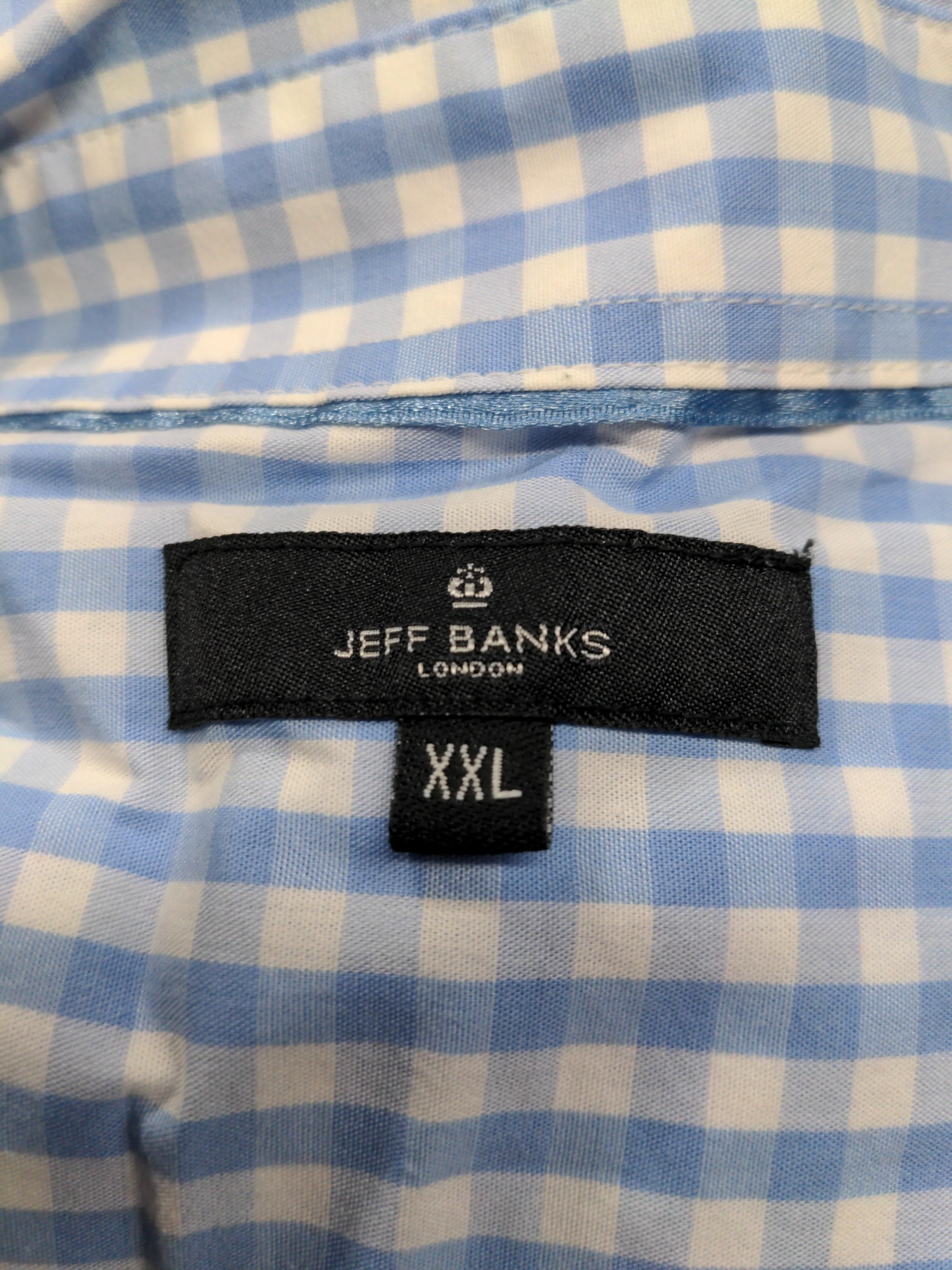 Jeff Banks Men's Shirt XXL Blue Checkered 100% Cotton Basic - Image 5
