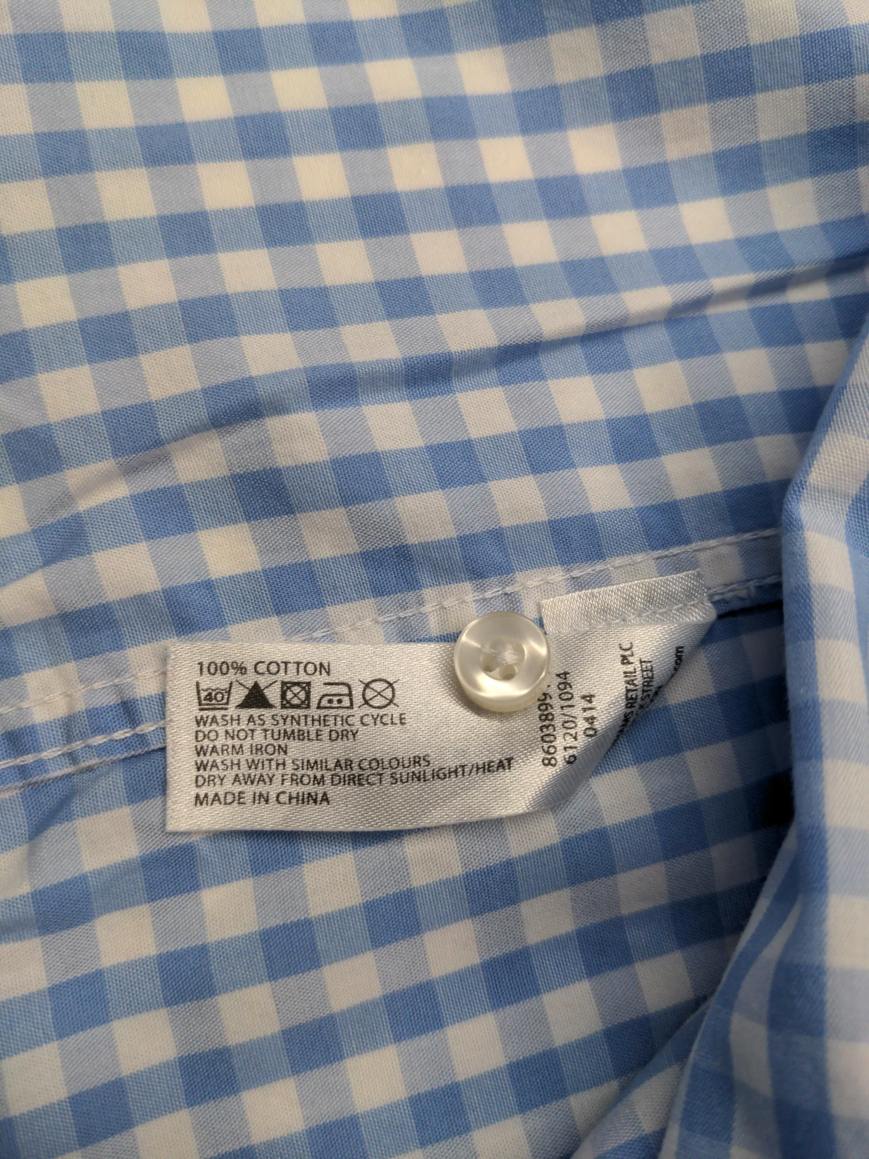 Jeff Banks Men's Shirt XXL Blue Checkered 100% Cotton Basic - Image 6