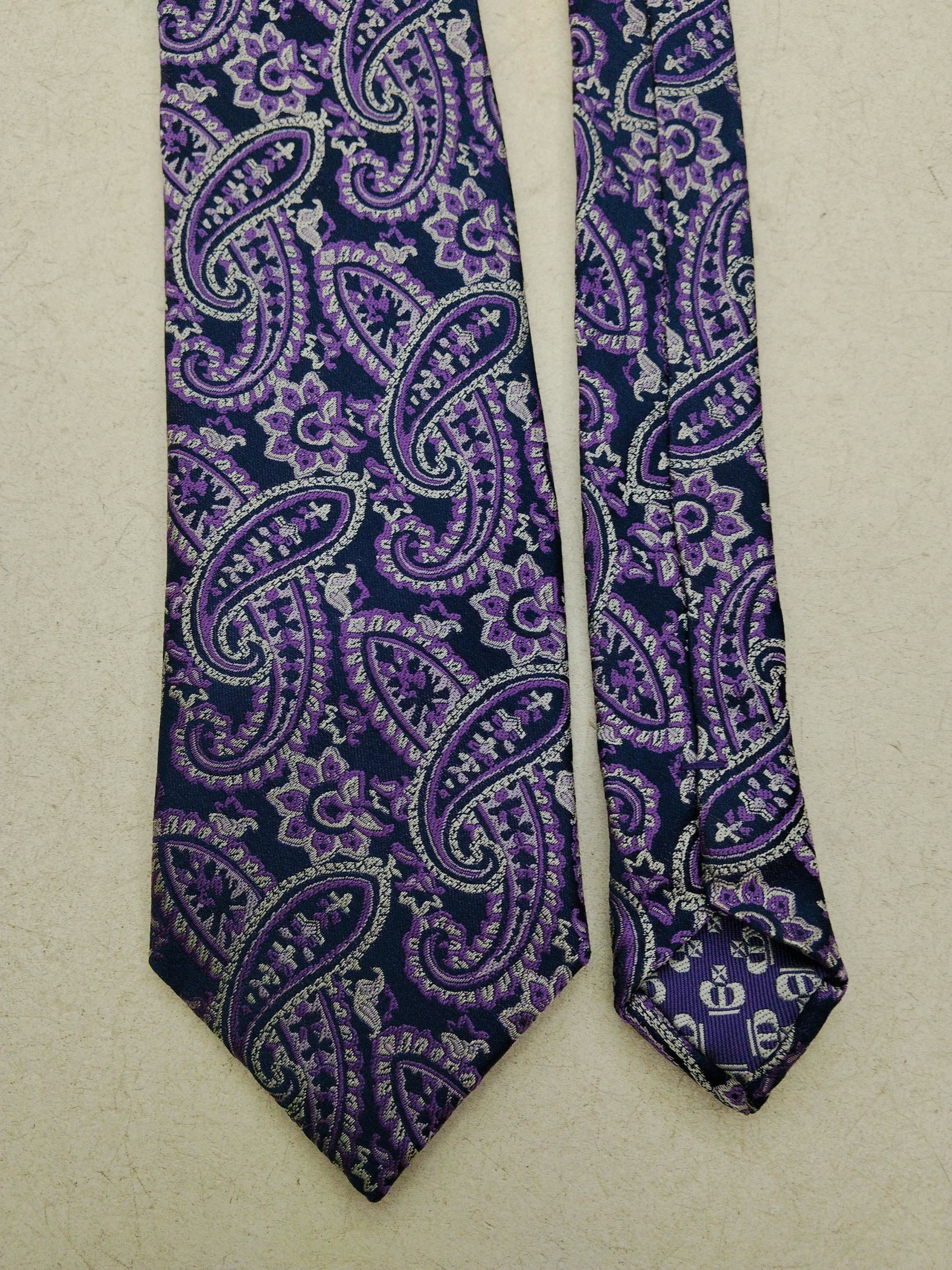 Jeff Banks Men's Tie Purple Paisley 100% Silk - Image 4