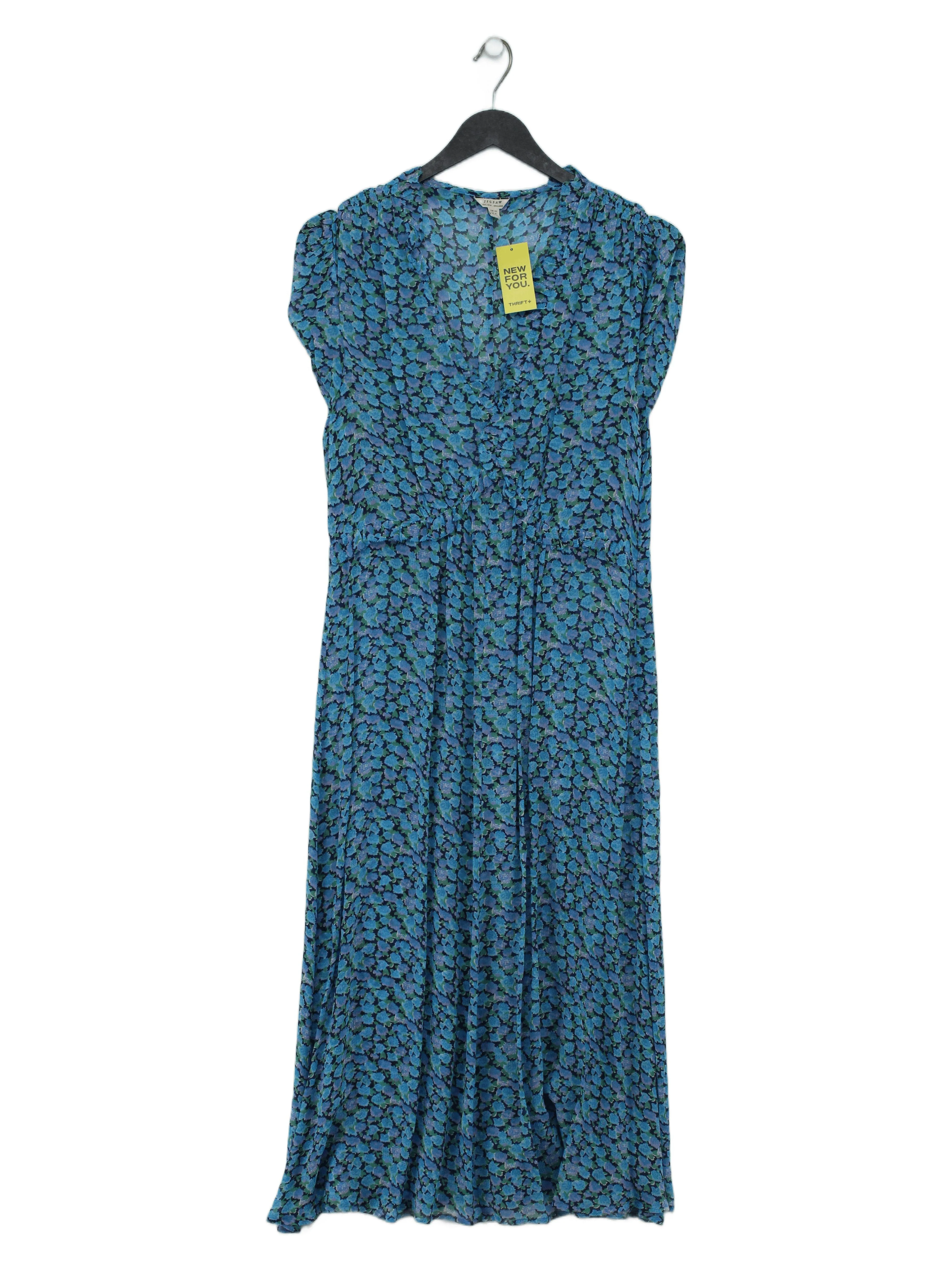 Jigsaw A-Line Midi Dress UK10 in Blue