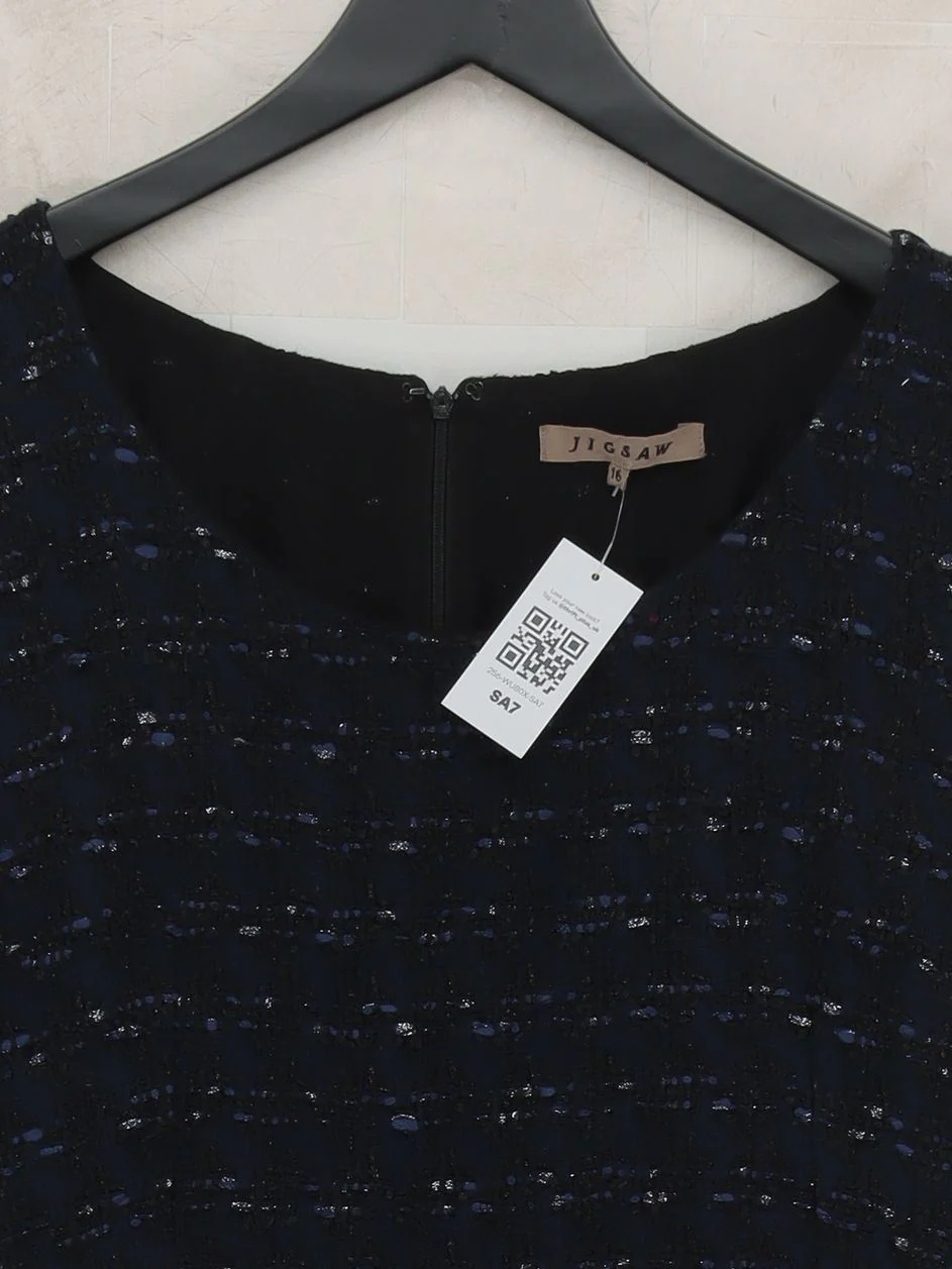 Jigsaw Bodycon Mini Dress UK16 in Black - Image 3