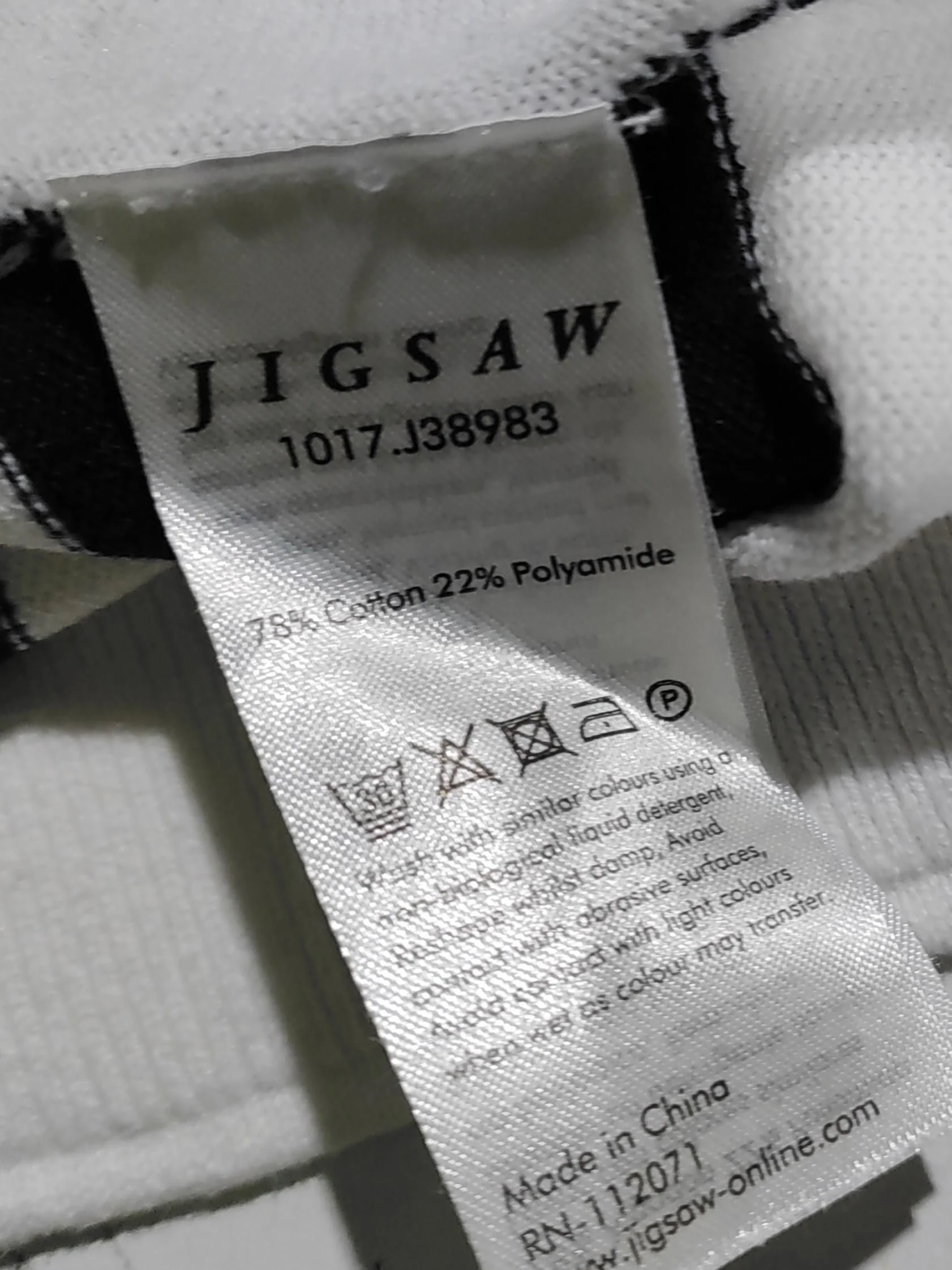 Jigsaw Men's Jumper M White Striped Cotton with Polyamide Round Neck Pullover - Image 7