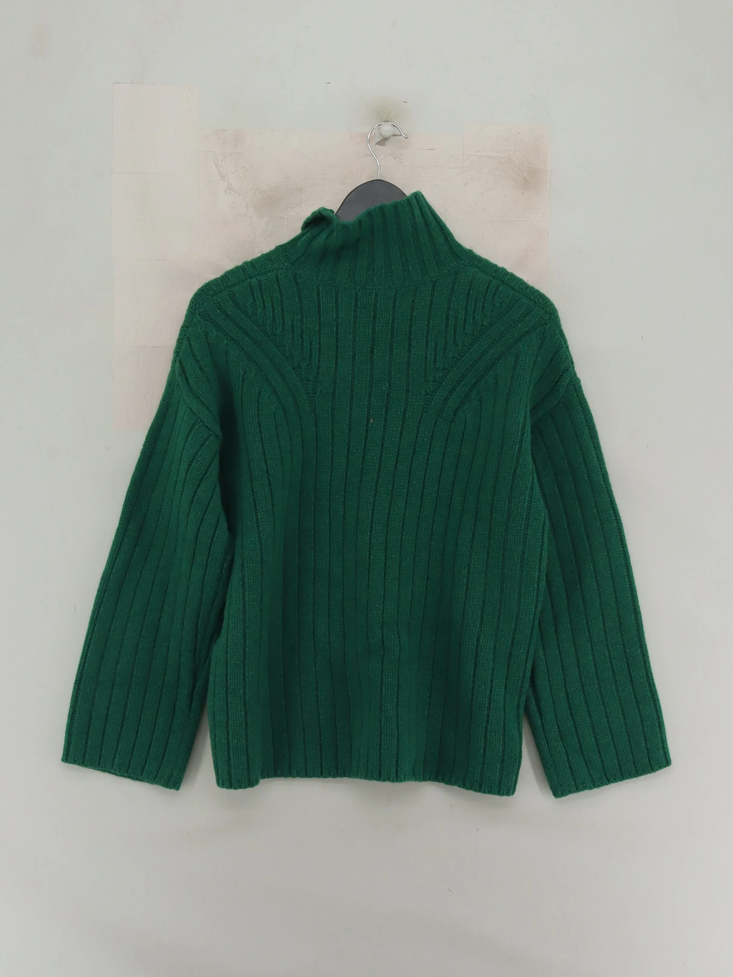 Jigsaw Men's Jumper S Green 100% Wool Mock Neck Pullover New with tags - Image 2