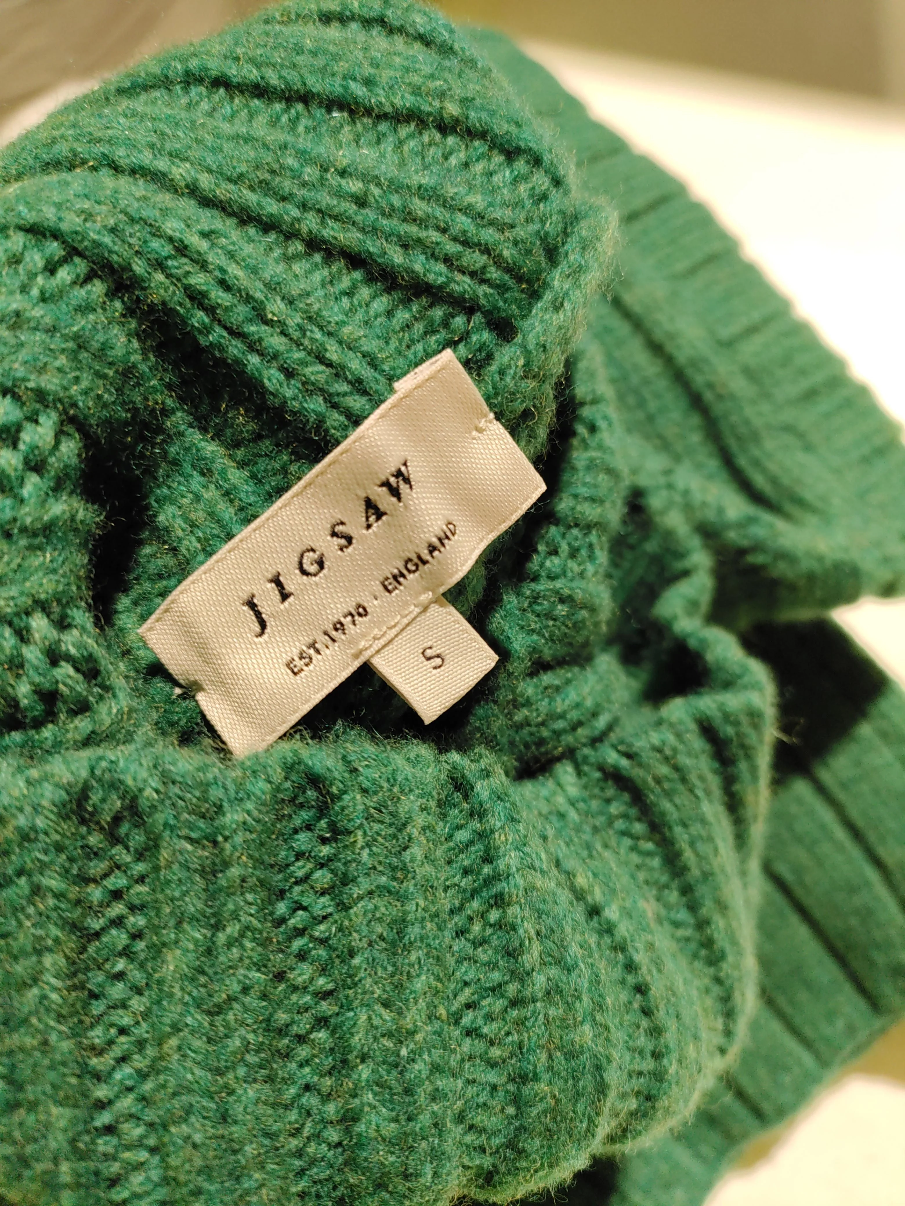 Jigsaw Men's Jumper S Green 100% Wool Mock Neck Pullover New with tags - Image 5