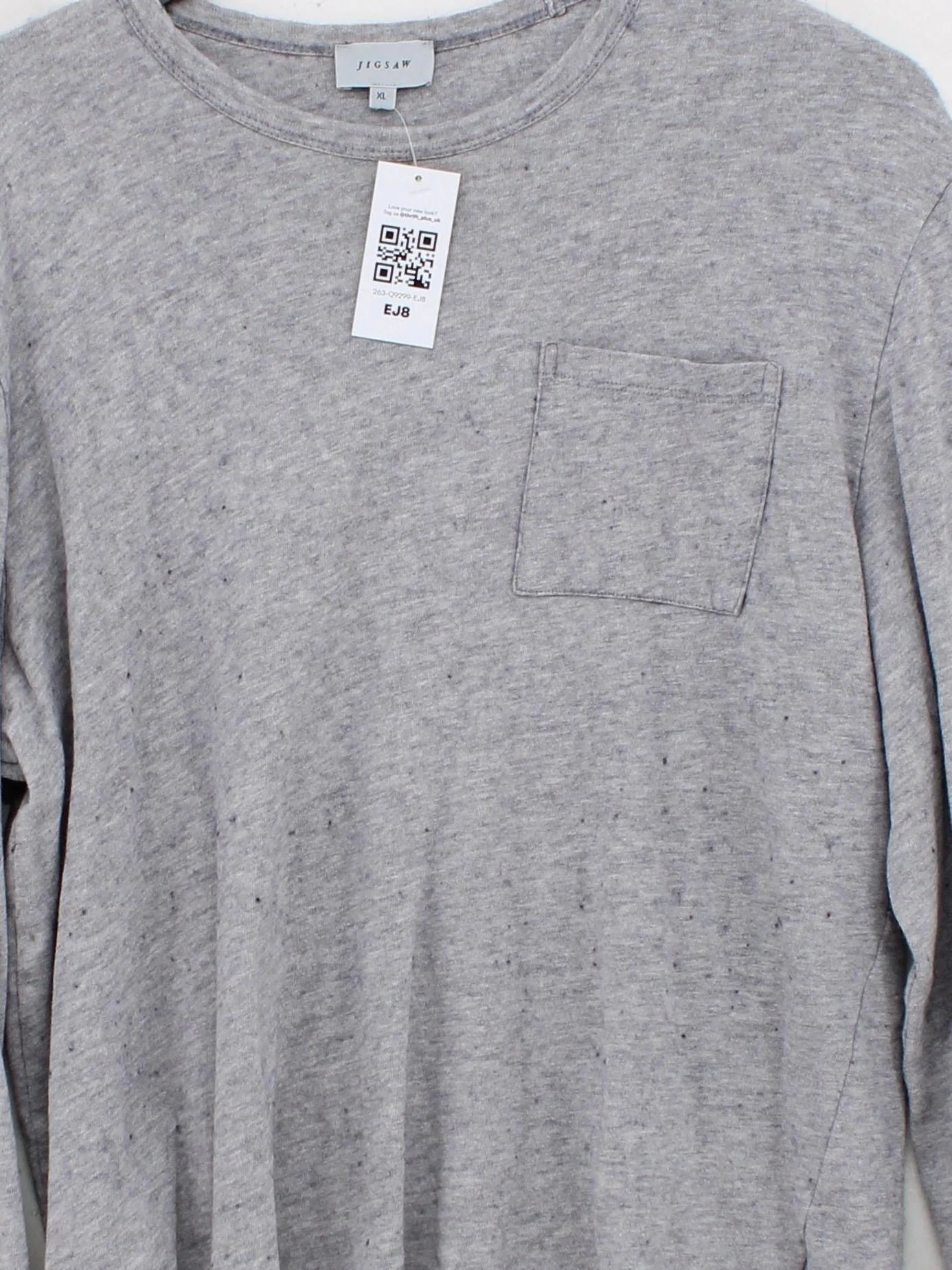 Jigsaw Men's T-Shirt XL Grey Cotton with Wool Basic - Image 3