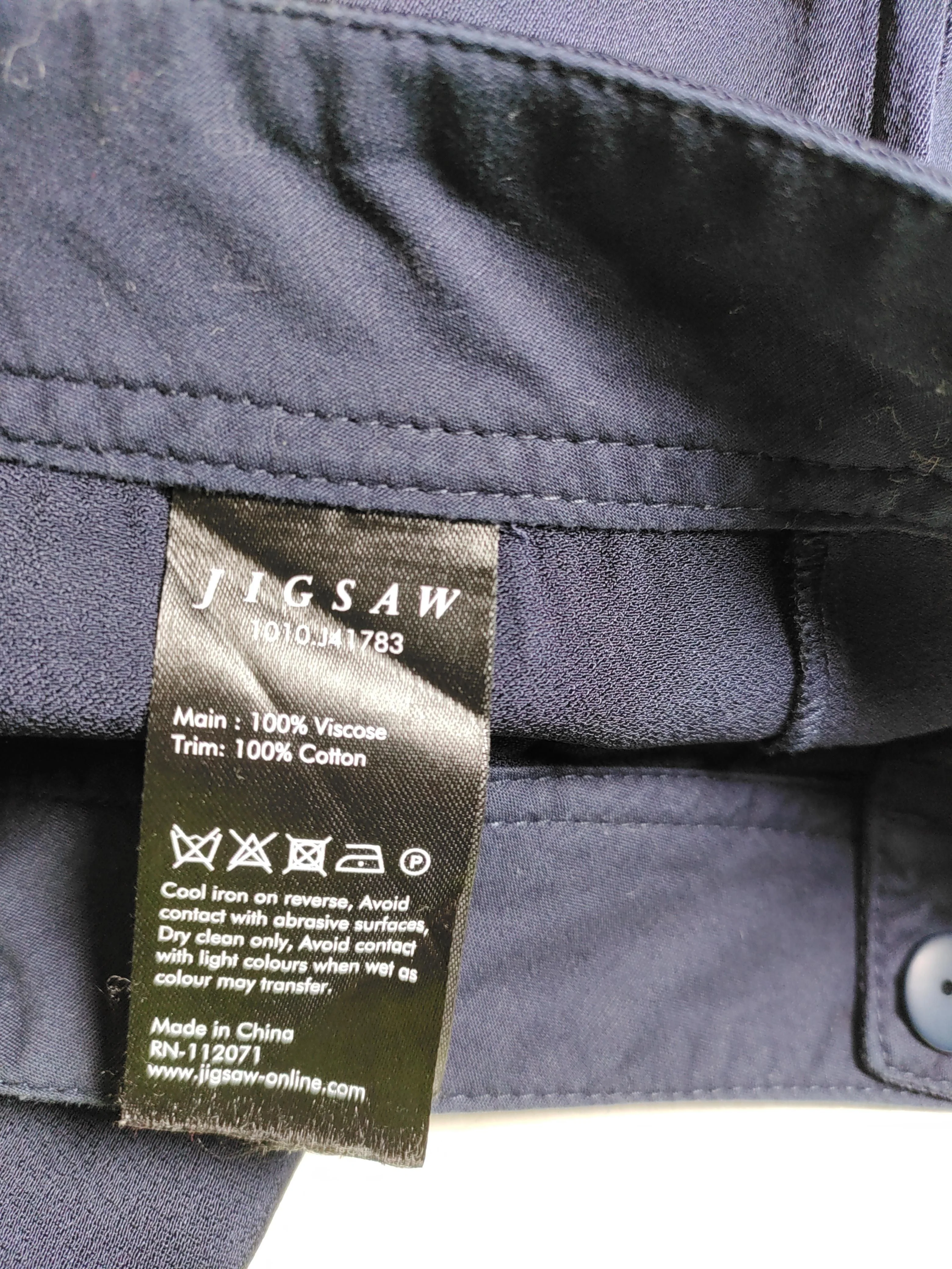 Jigsaw Men's Trousers M Blue Viscose with Cotton Wide-Leg Capri - Image 7