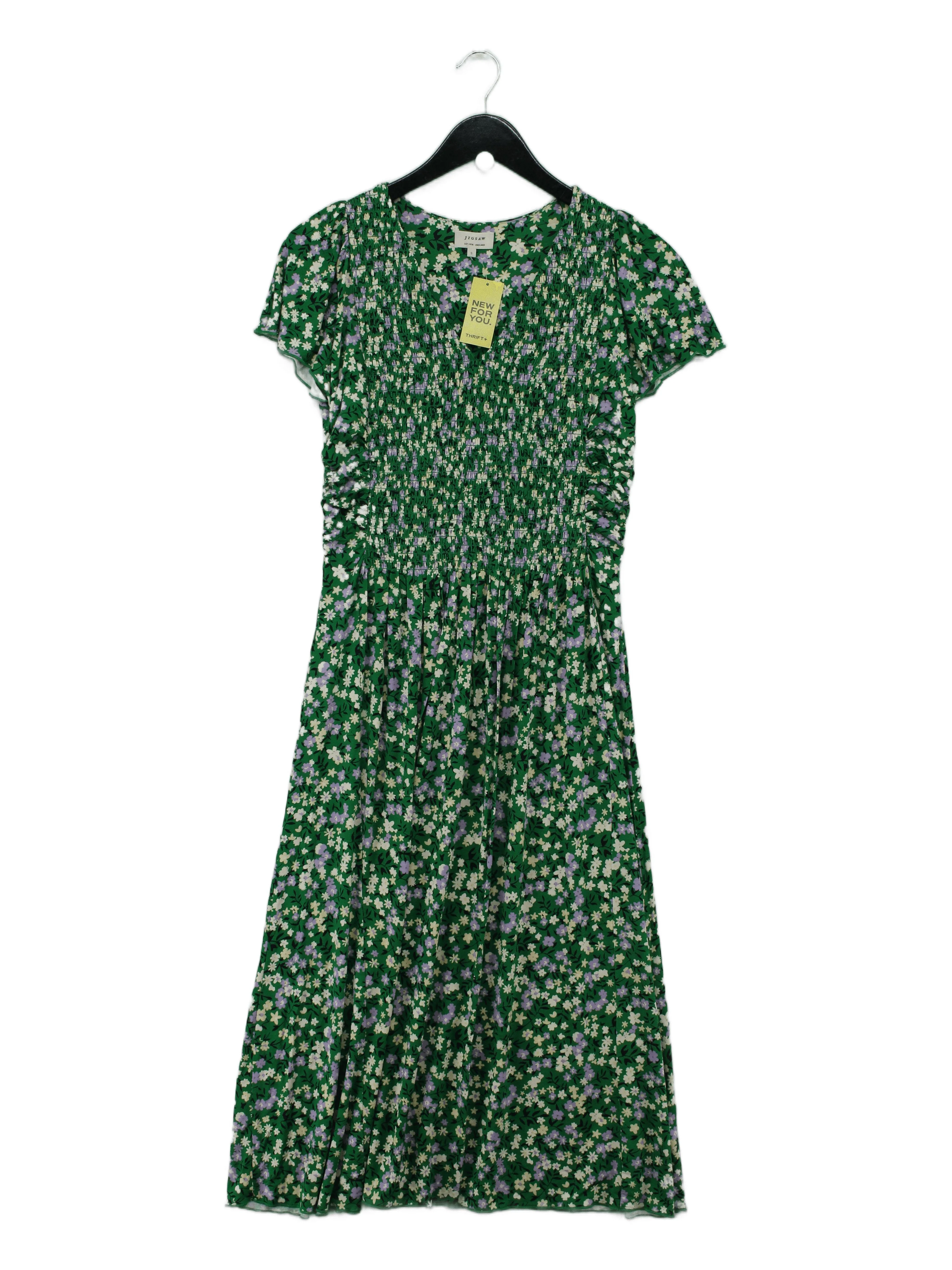 Jigsaw T-Shirt Midi Dress S in Green