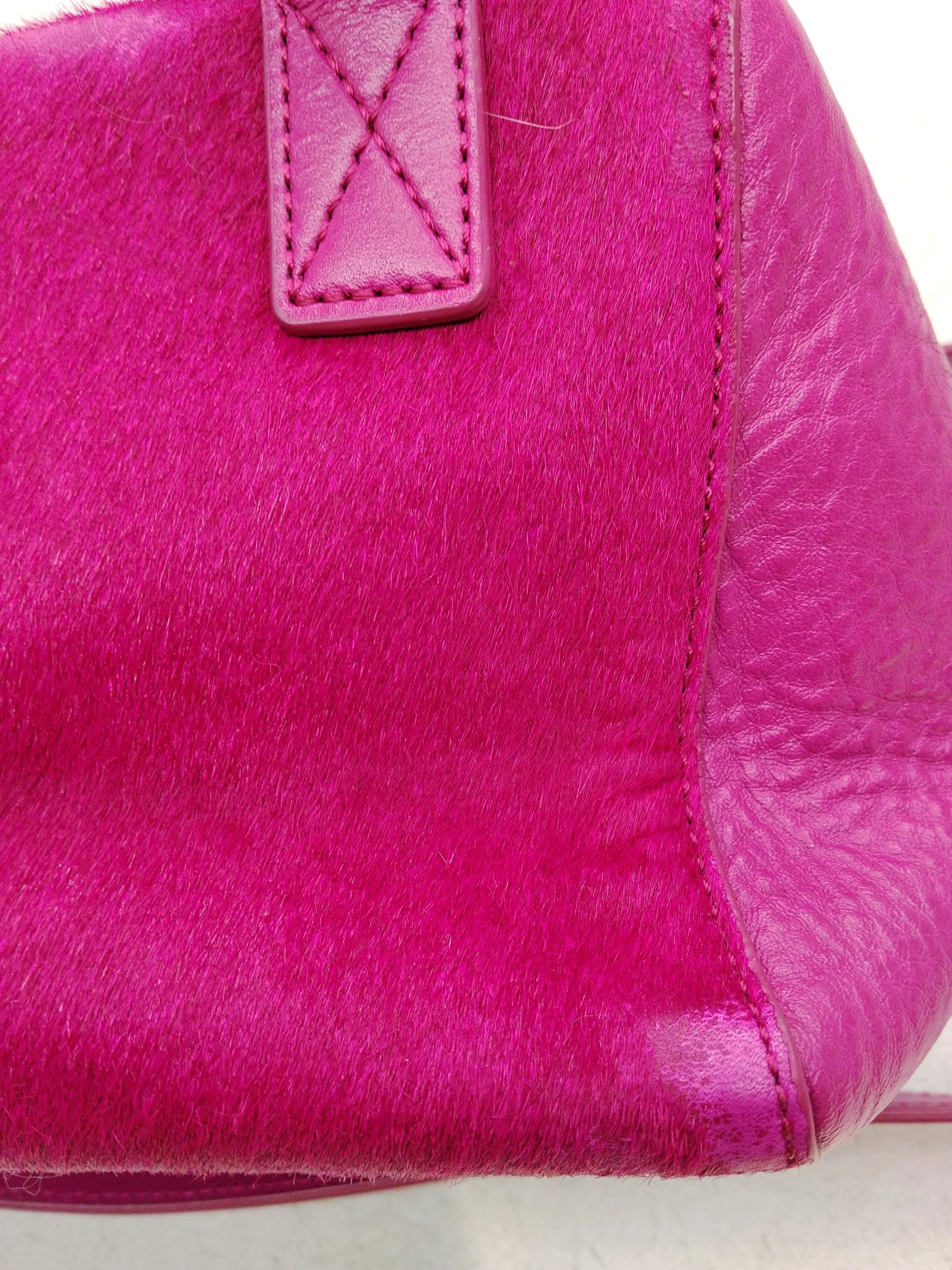 Jigsaw Women's Bag Pink Leather with Cotton, Animal Fur Shoulder Bag - Image 3