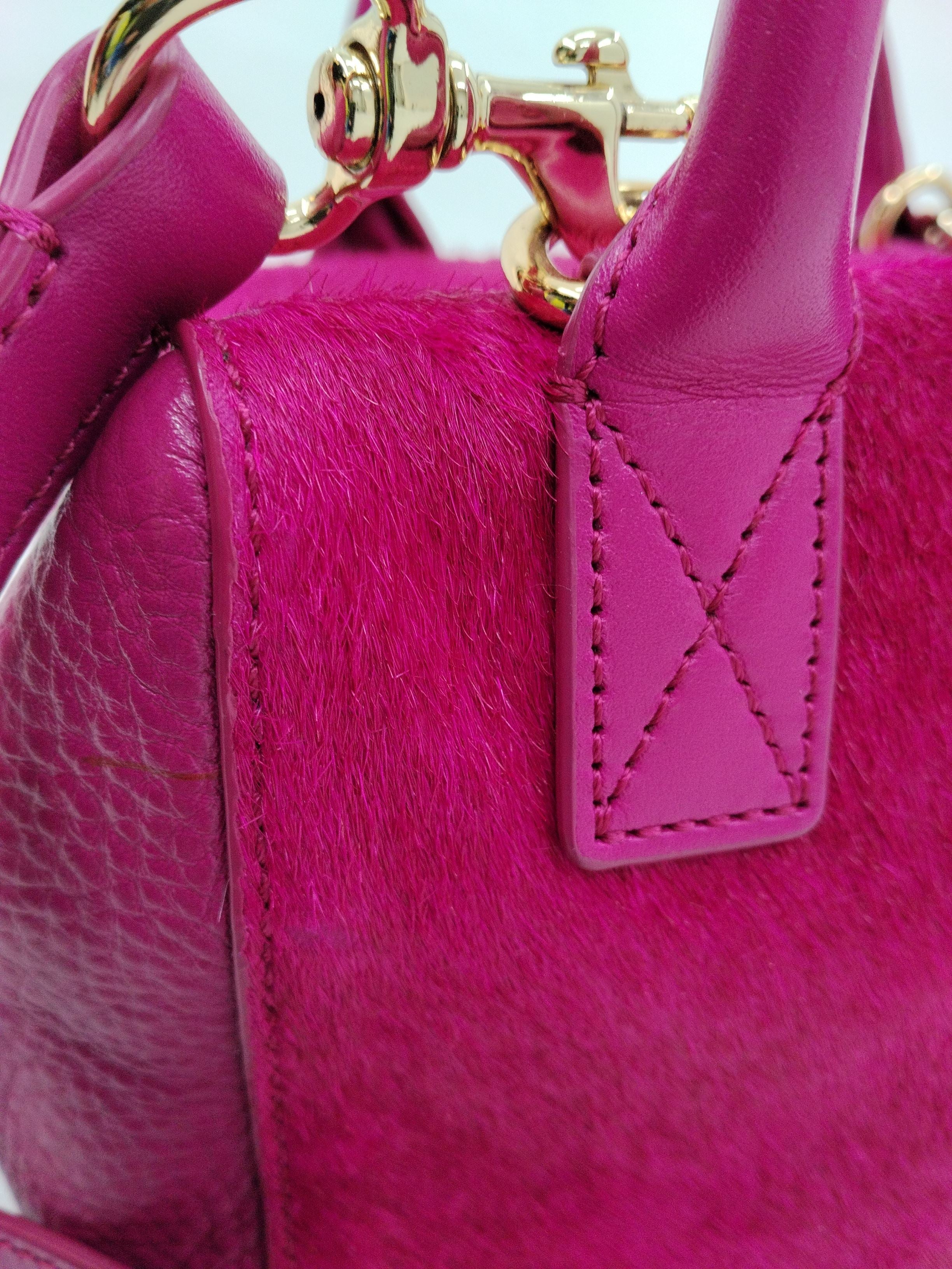 Jigsaw Women's Bag Pink Leather with Cotton, Animal Fur Shoulder Bag - Image 5