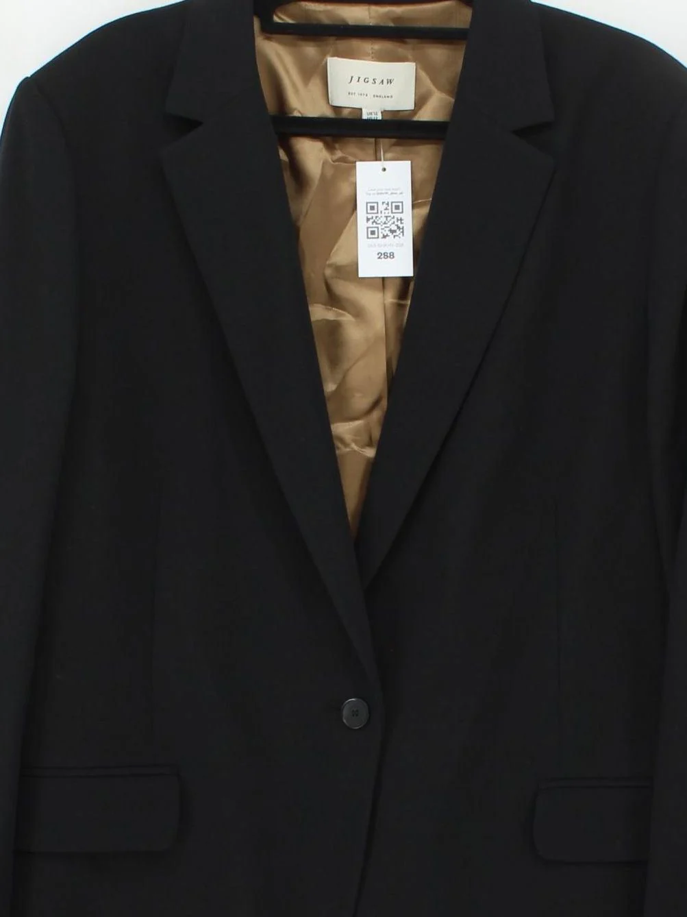 Jigsaw Women's Blazer UK 16 Black Polyester with Wool, Elastane Overcoat - Image 3