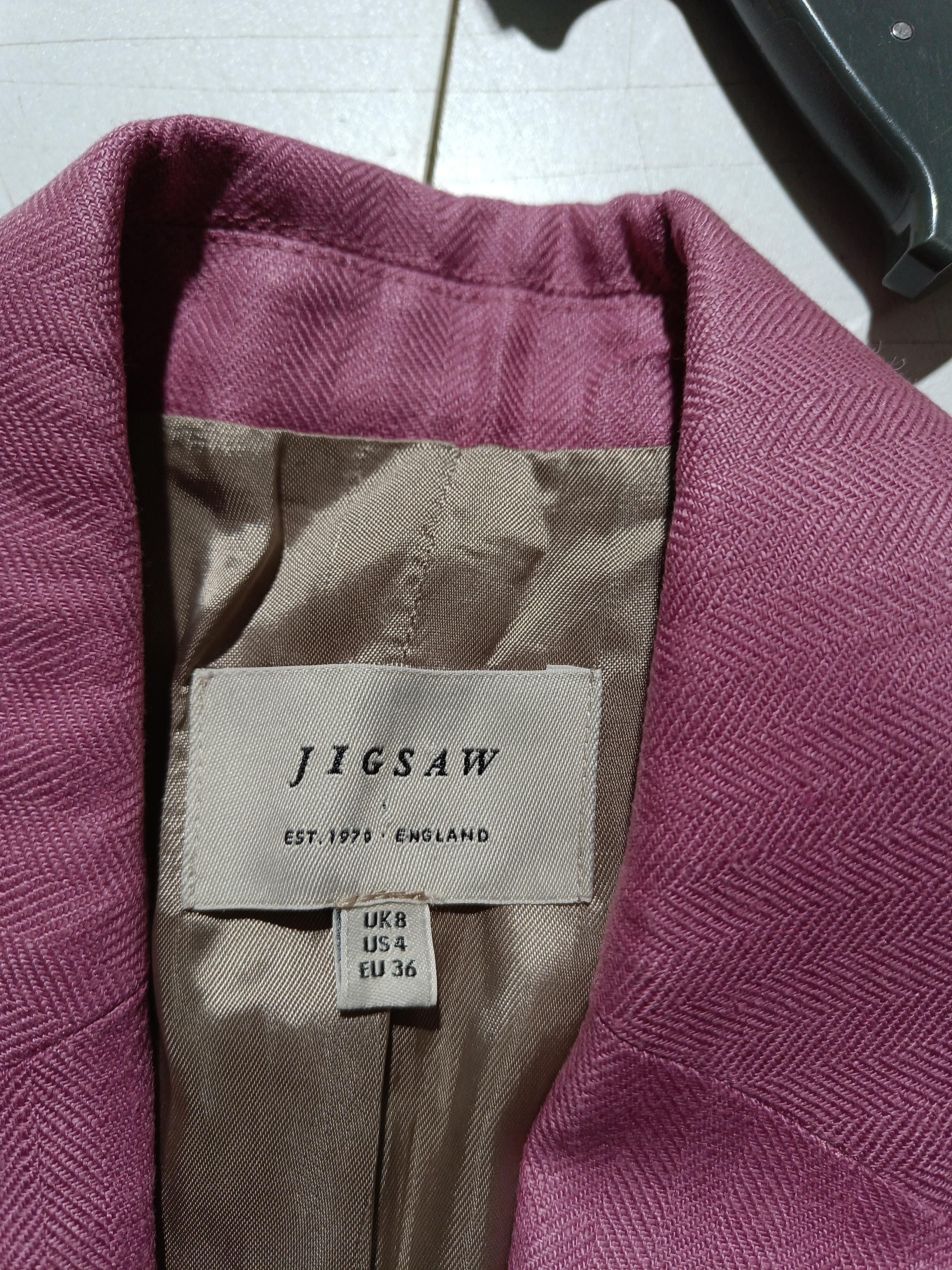 Jigsaw Women's Blazer UK 8 Pink Linen with Viscose, Acetate, Polyester Overcoat - Image 5