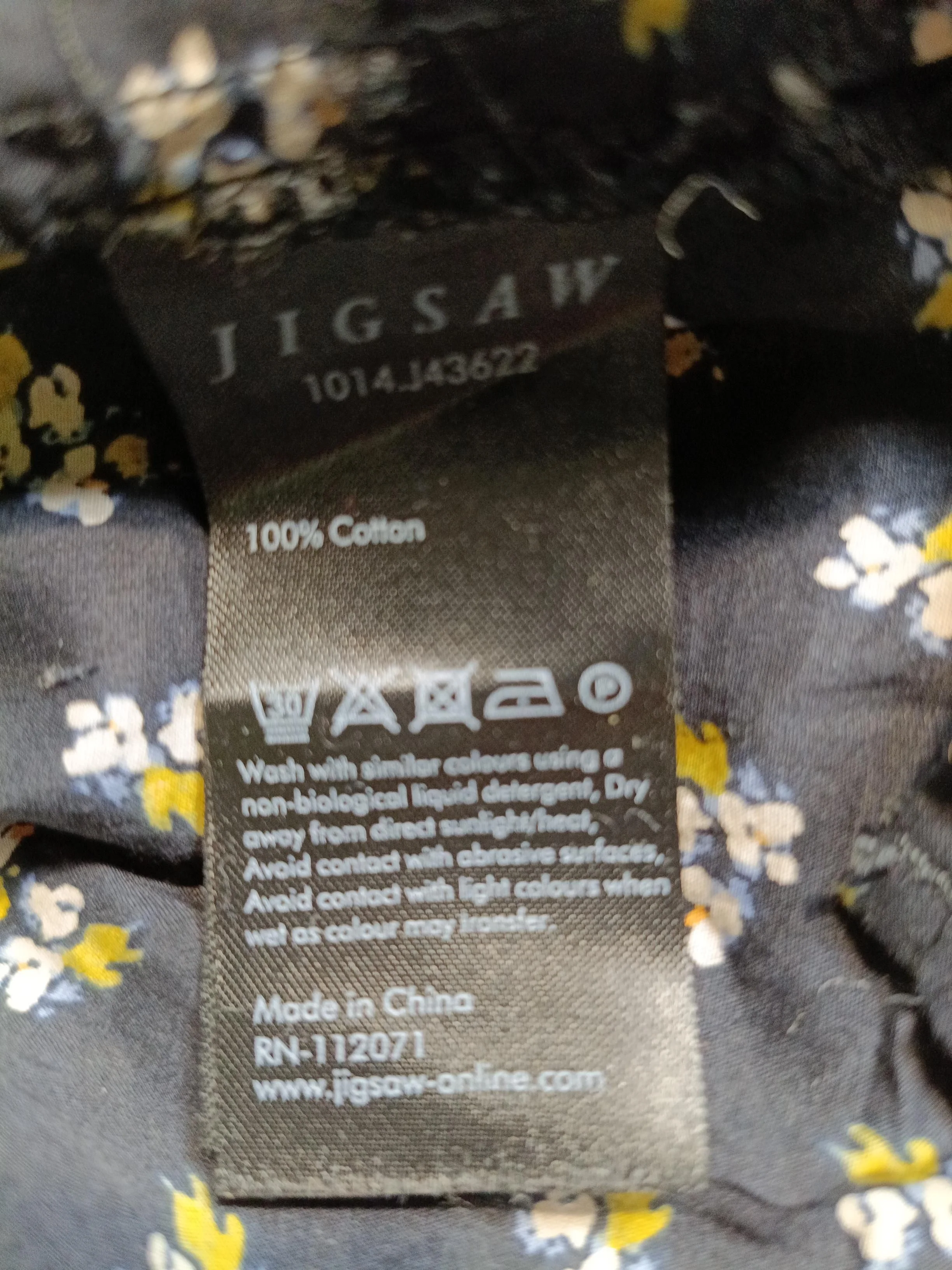 Jigsaw Women's Blouse M Black Floral 100% Cotton Long Sleeve V-Neck Basic - Image 6