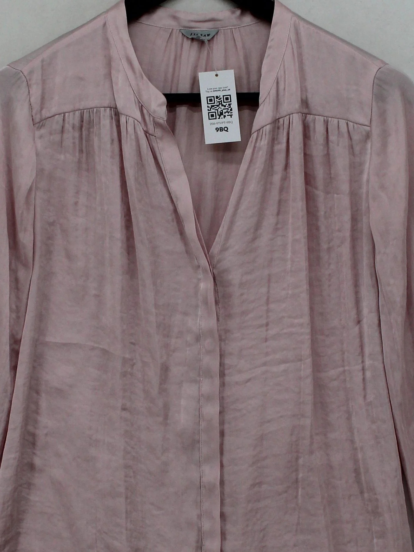 Jigsaw Women's Blouse UK 10 Pink 100% Polyester Long Sleeve V-Neck Basic - Image 3