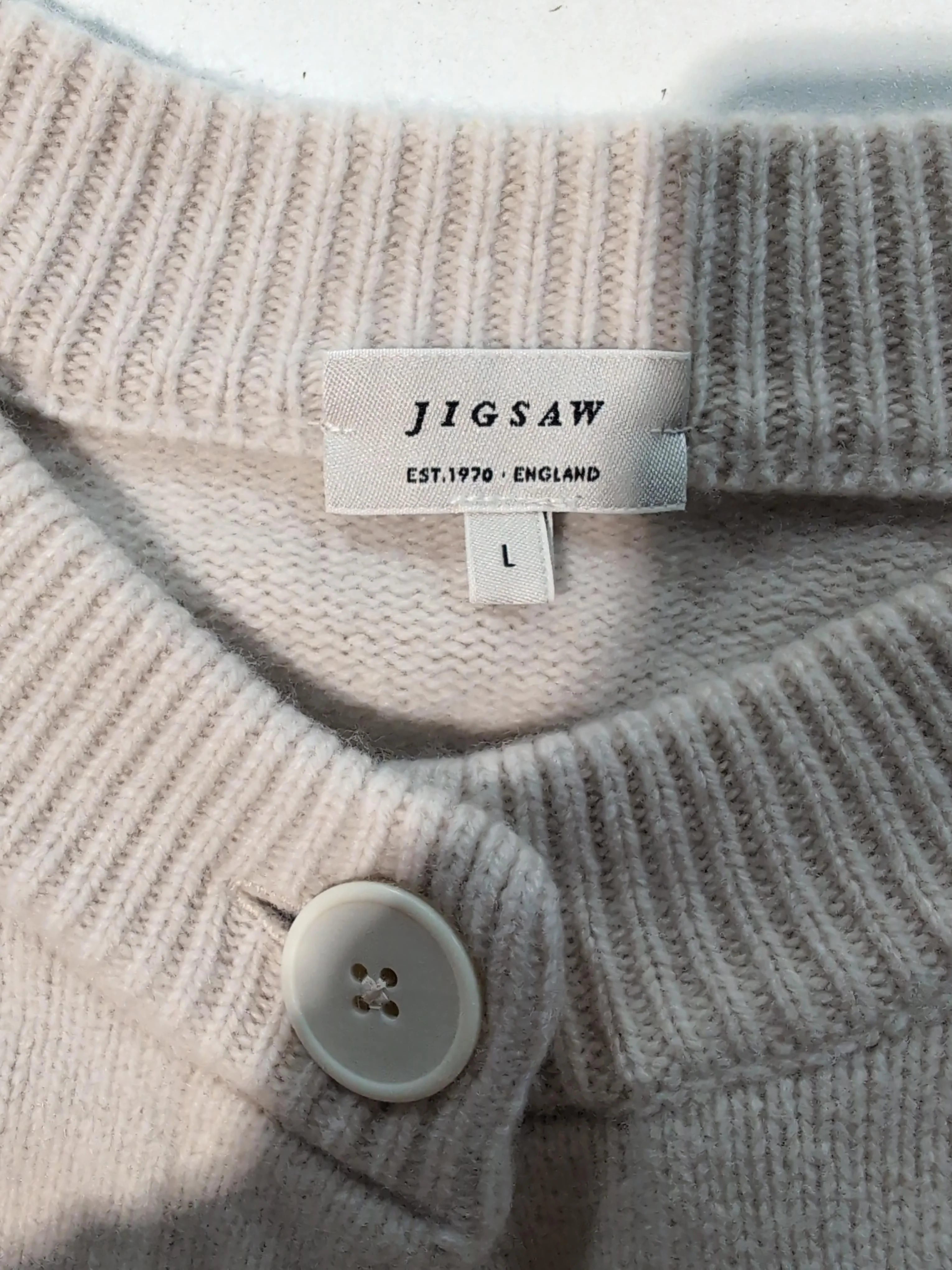 Jigsaw Women's Cardigan L Cream 100% Wool Round Neck Cardigan - Image 6