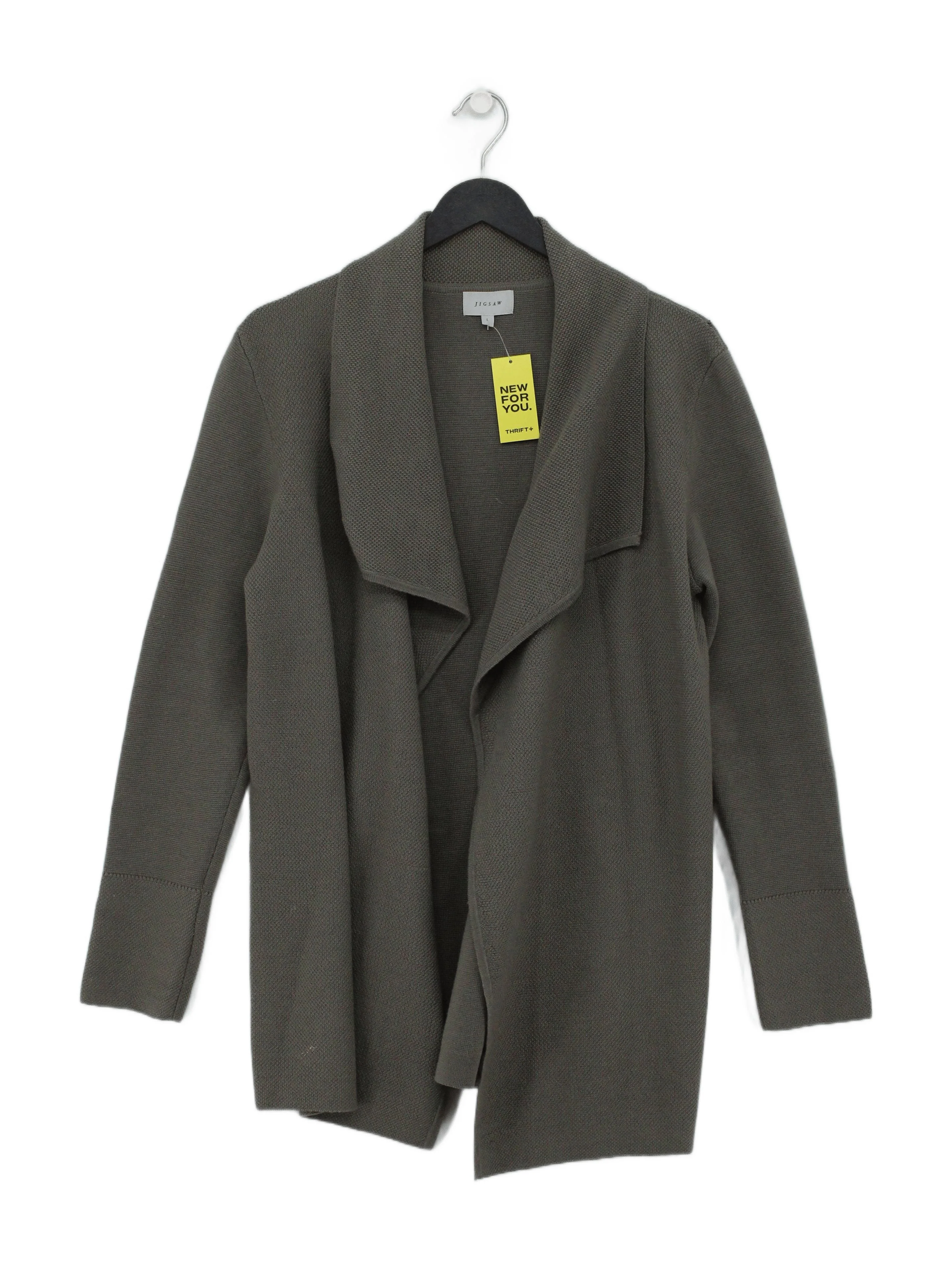 Jigsaw Women's Cardigan L Green 100% Wool Collared Cardigan