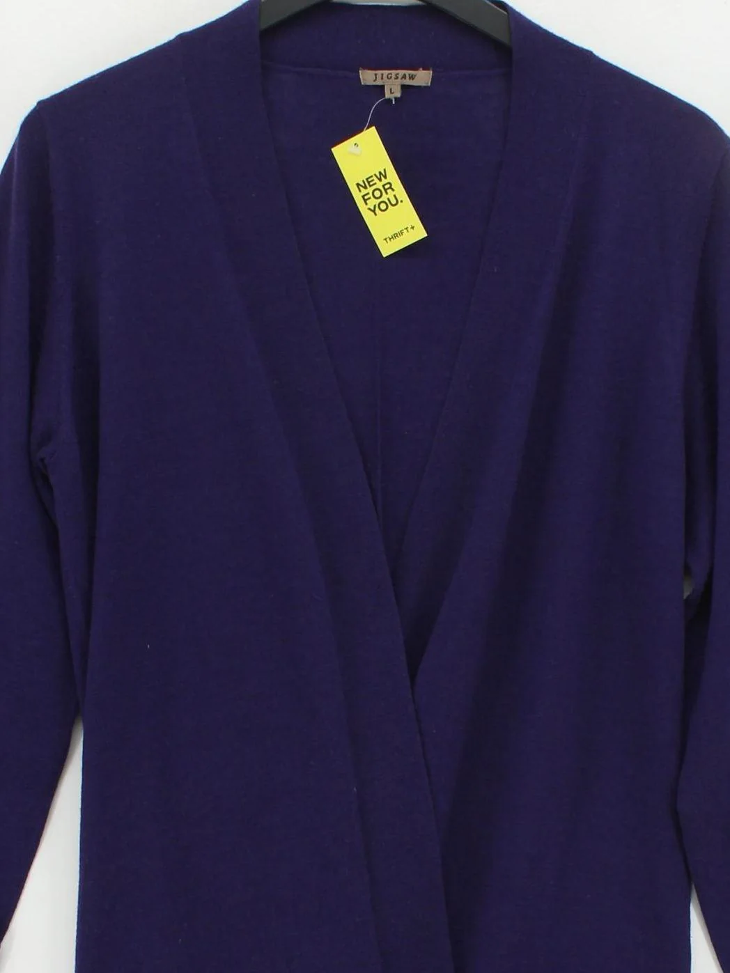 Jigsaw Women's Cardigan L Purple 100% Wool V-Neck Cardigan - Image 3