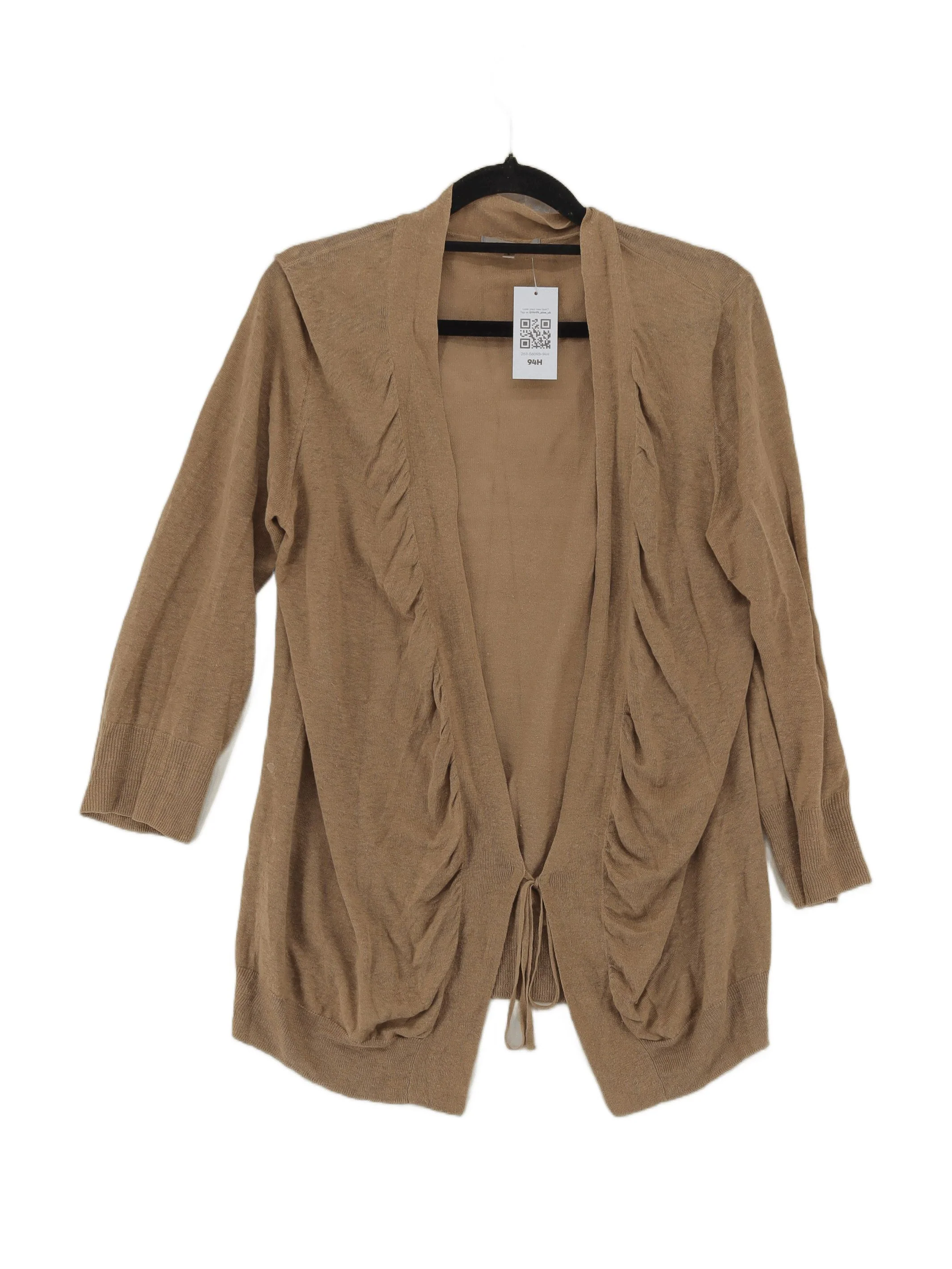 Jigsaw Women's Cardigan L Tan 100% Linen V-Neck Cardigan