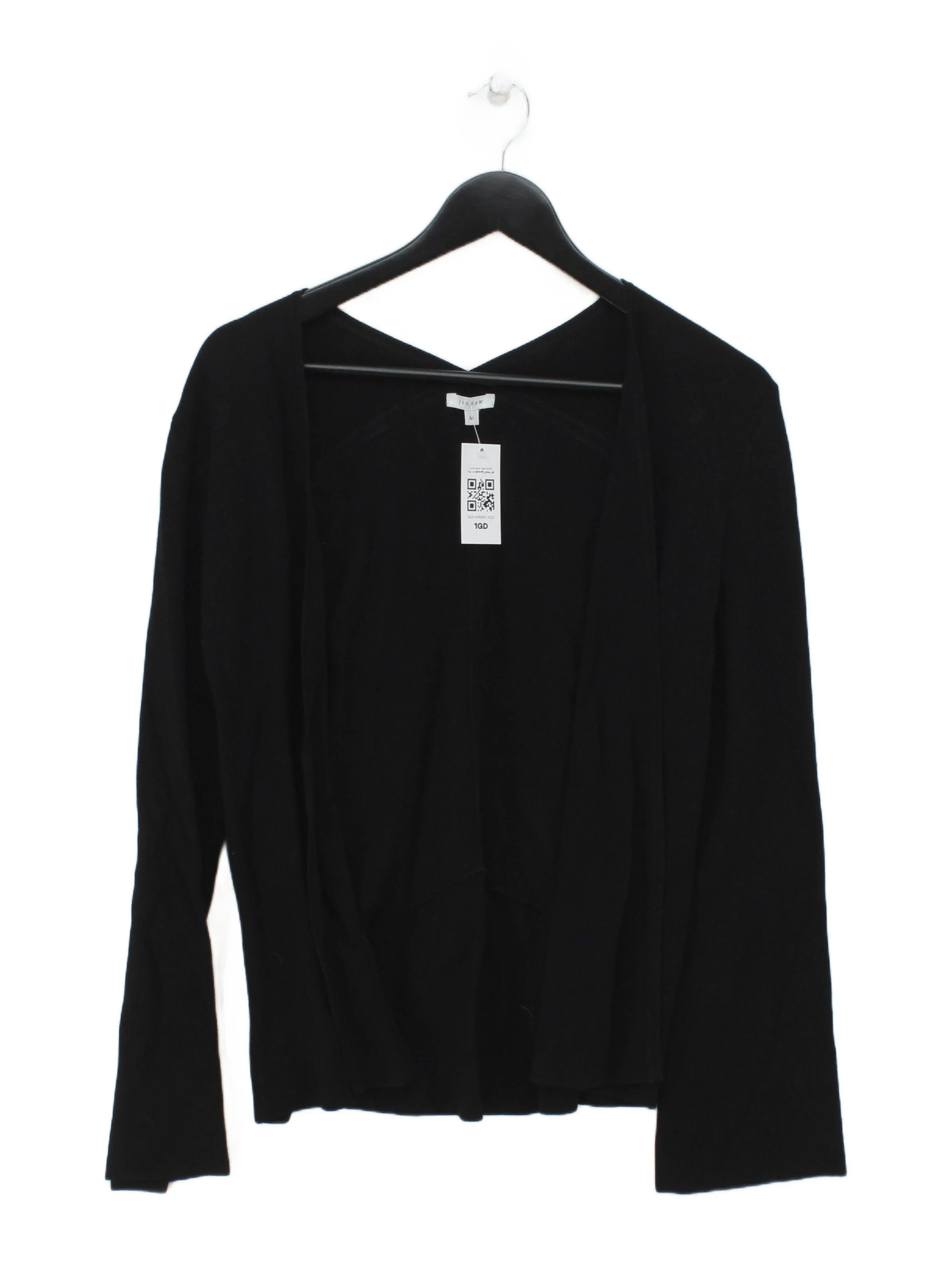 Jigsaw Women's Cardigan M Black Viscose with Polyester V-Neck Cardigan
