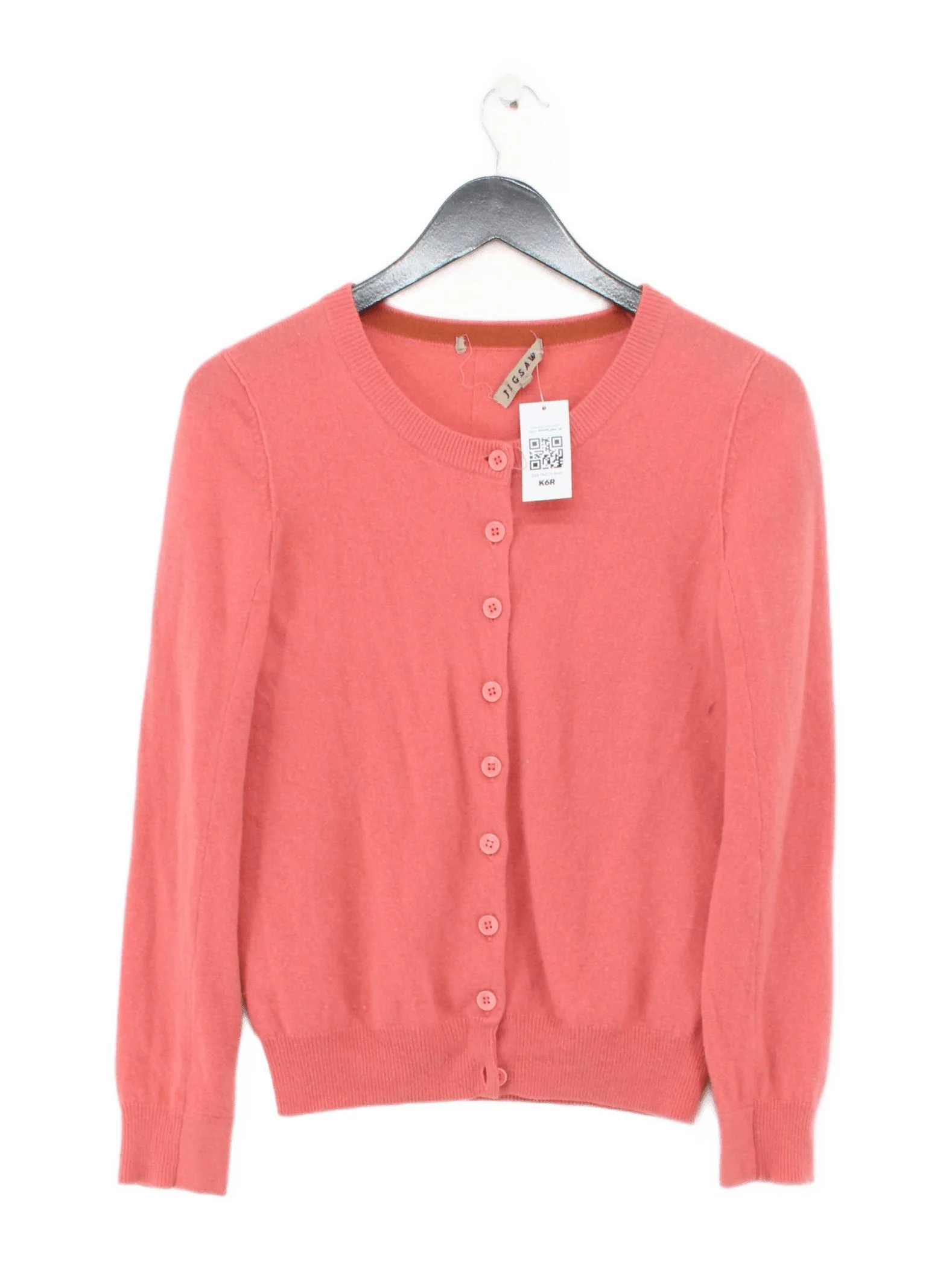 Jigsaw Women's Cardigan M Pink 100% Cashmere Crew Neck Cardigan