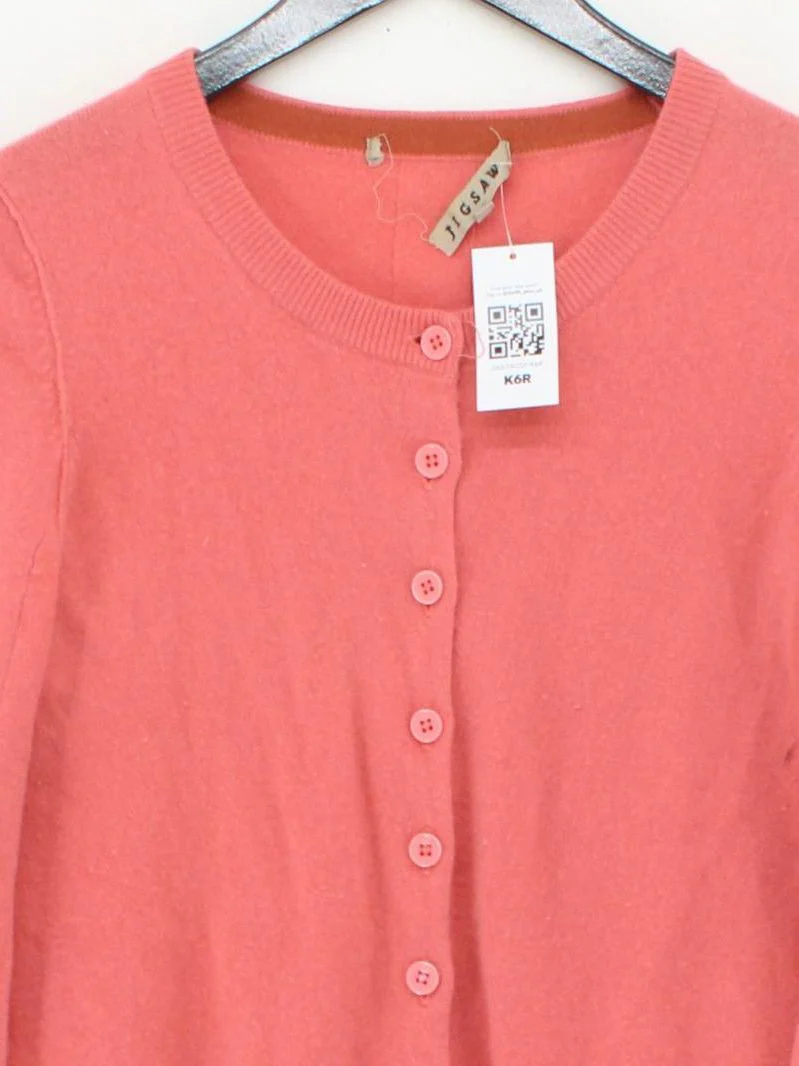 Jigsaw Women's Cardigan M Pink 100% Cashmere Crew Neck Cardigan - Image 3