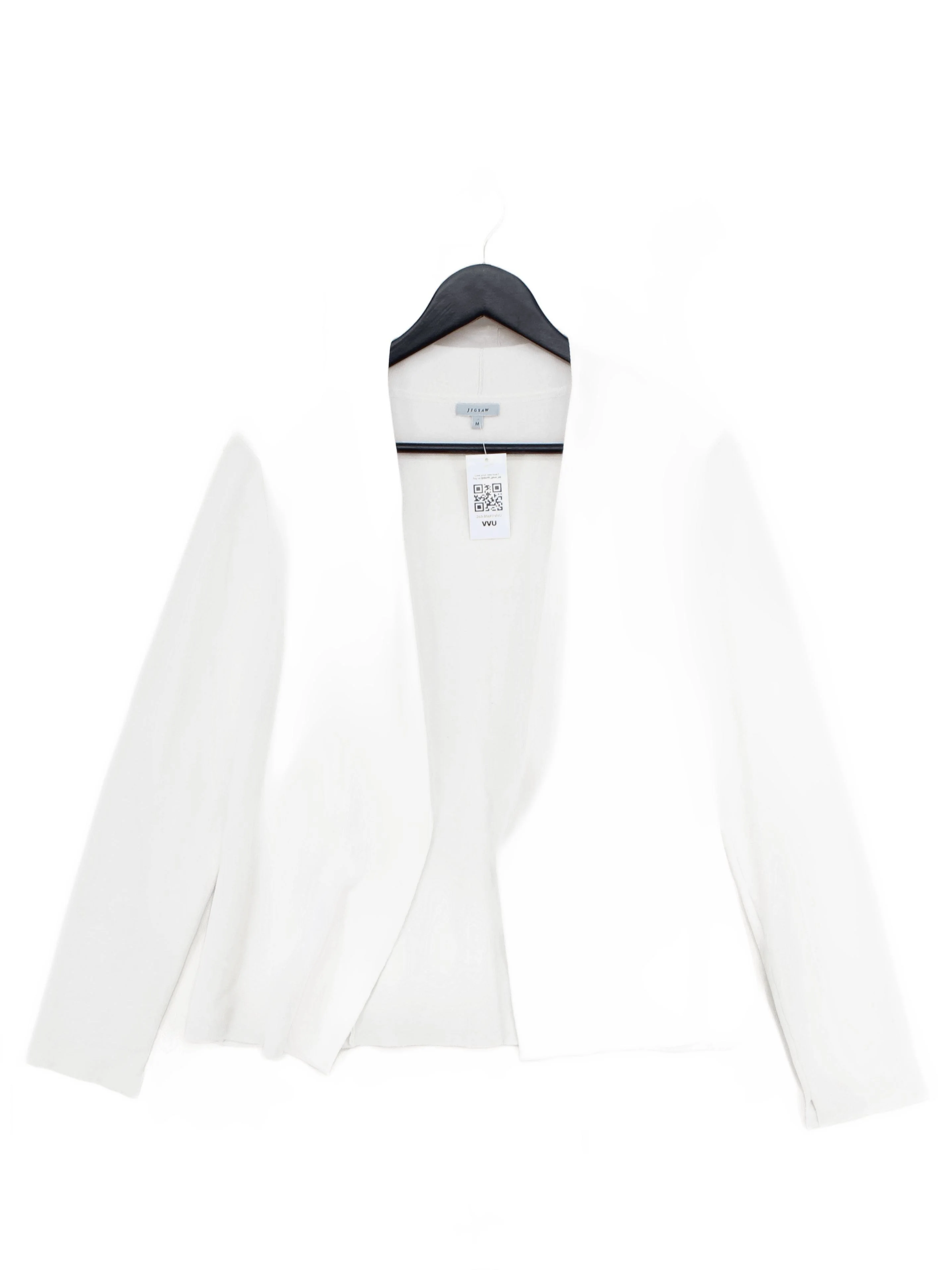 Jigsaw Women's Cardigan M White Viscose with Polyester V-Neck Cardigan