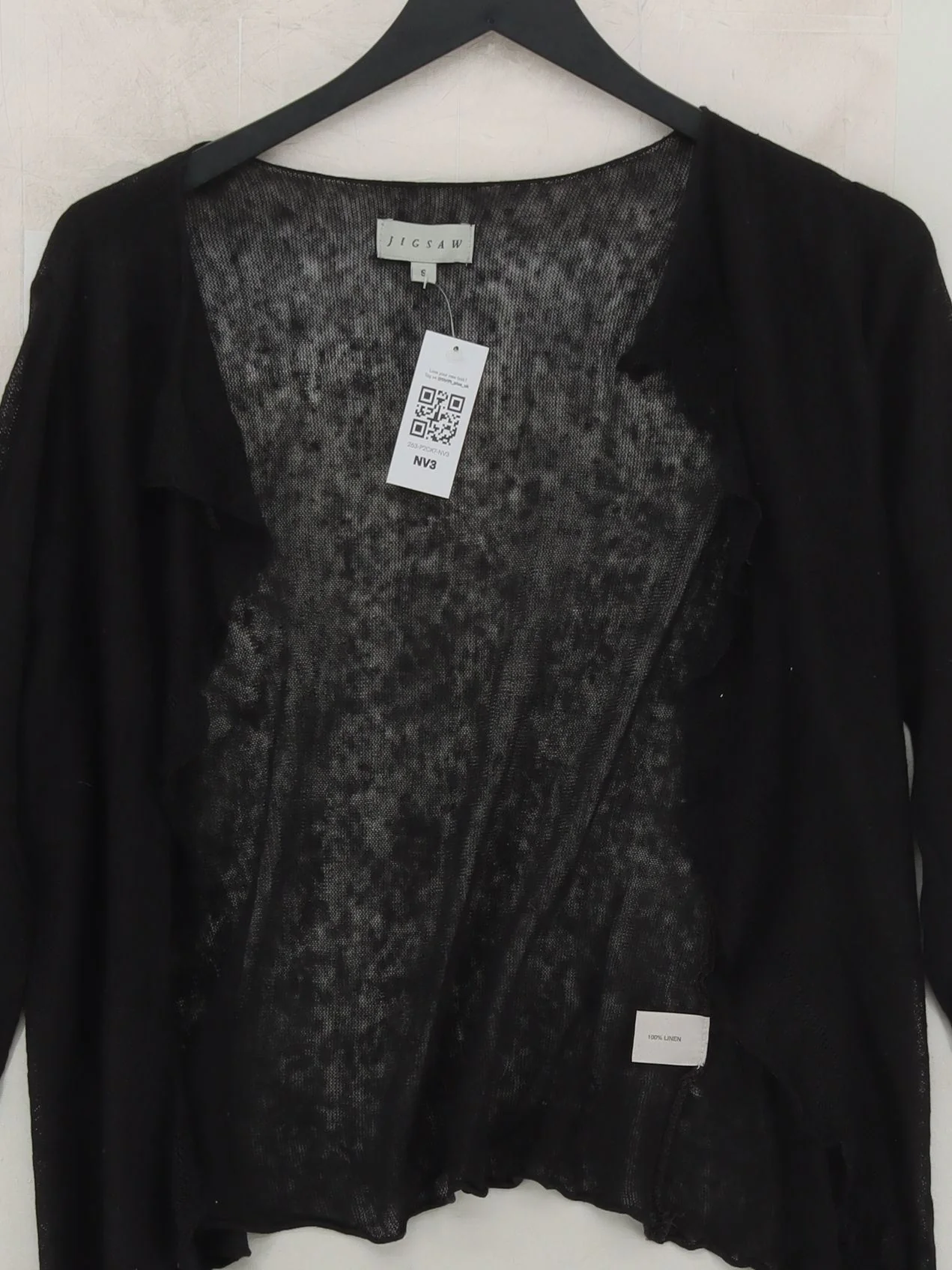 Jigsaw Women's Cardigan S Black 100% Linen V-Neck Cardigan - Image 3