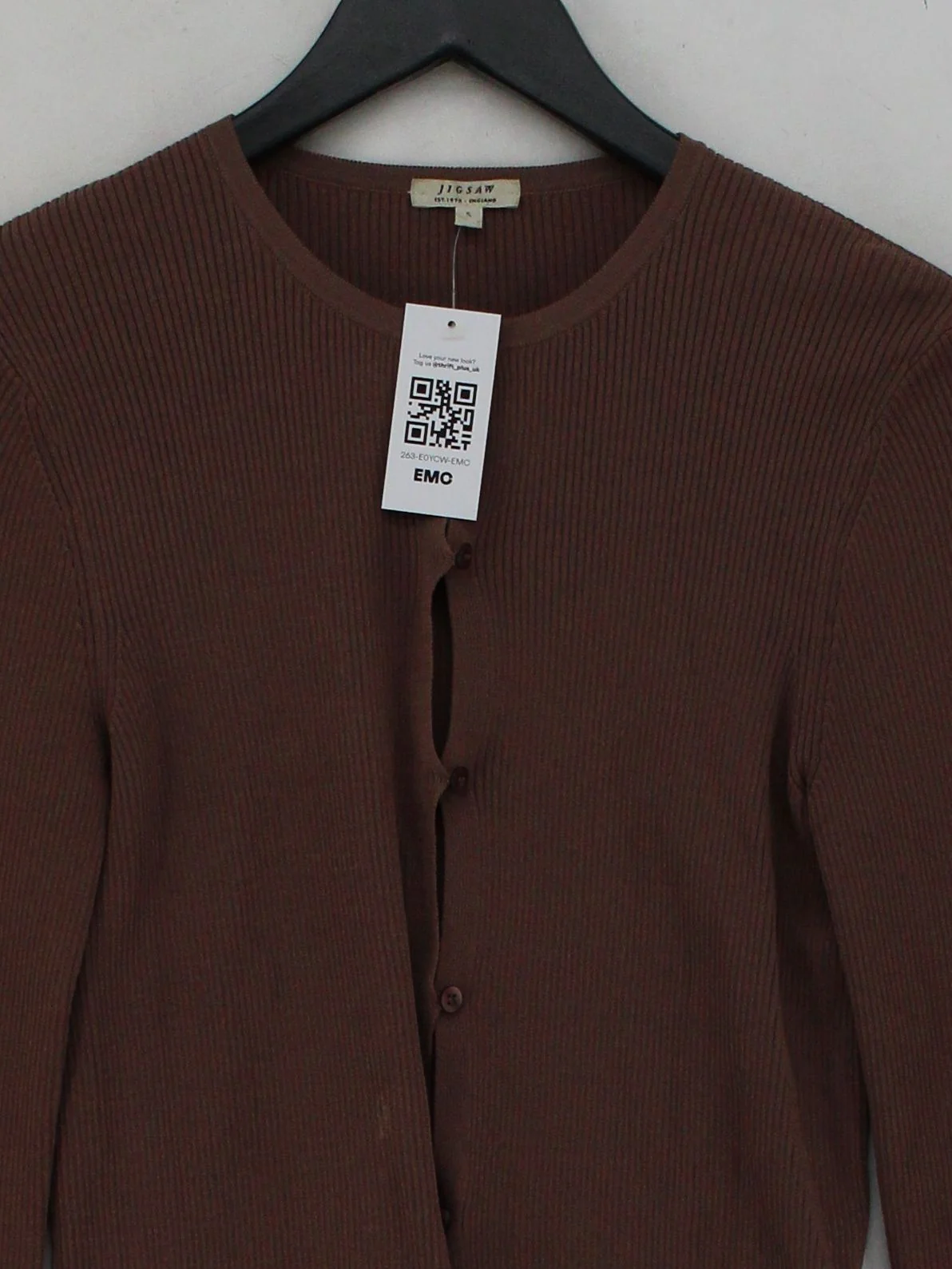 Jigsaw Women's Cardigan S Brown Viscose with Polyamide Round Neck Cardigan - Image 3