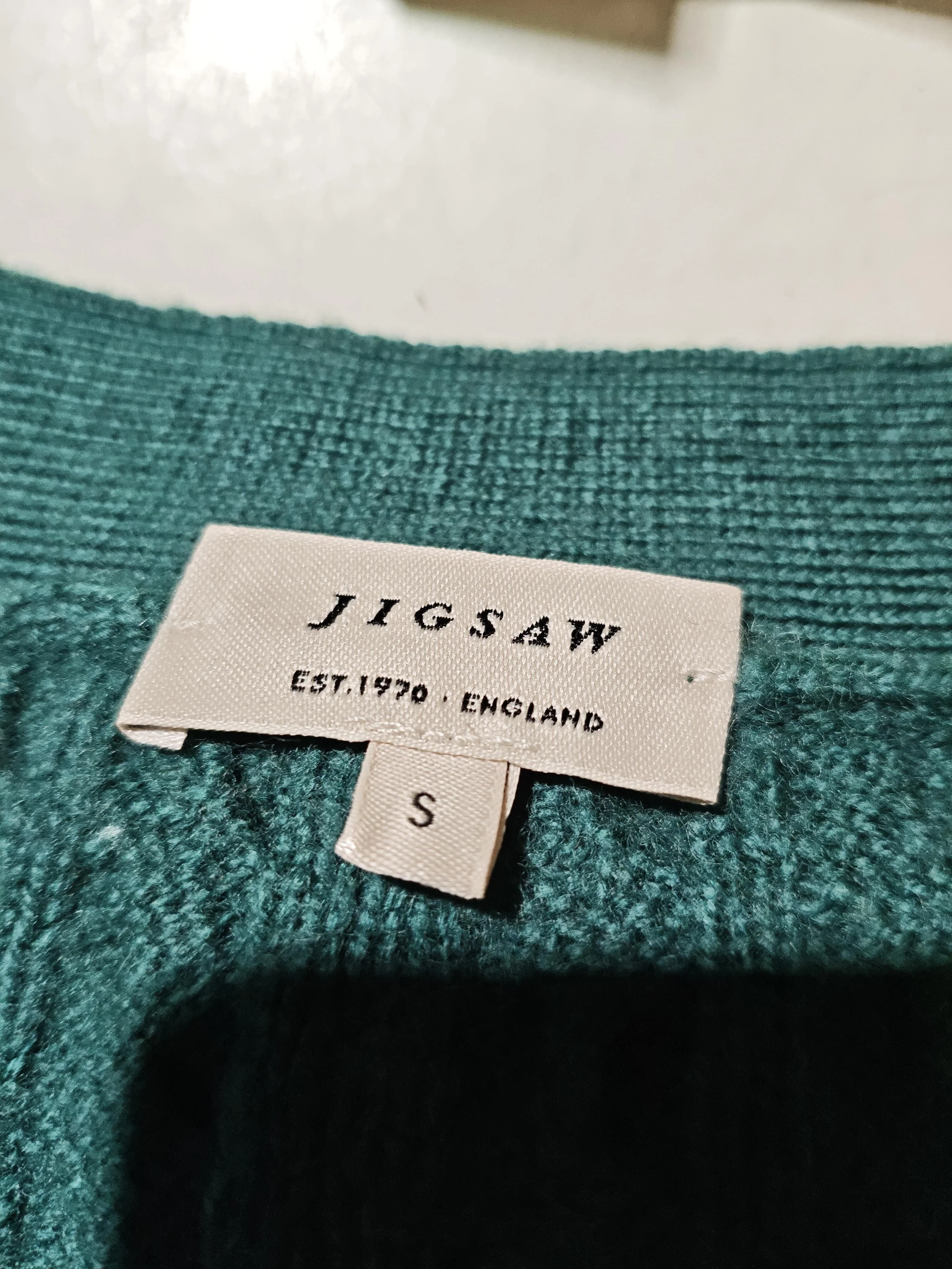 Jigsaw Women's Cardigan S Green Wool with Cashmere V-Neck Cardigan - Image 5