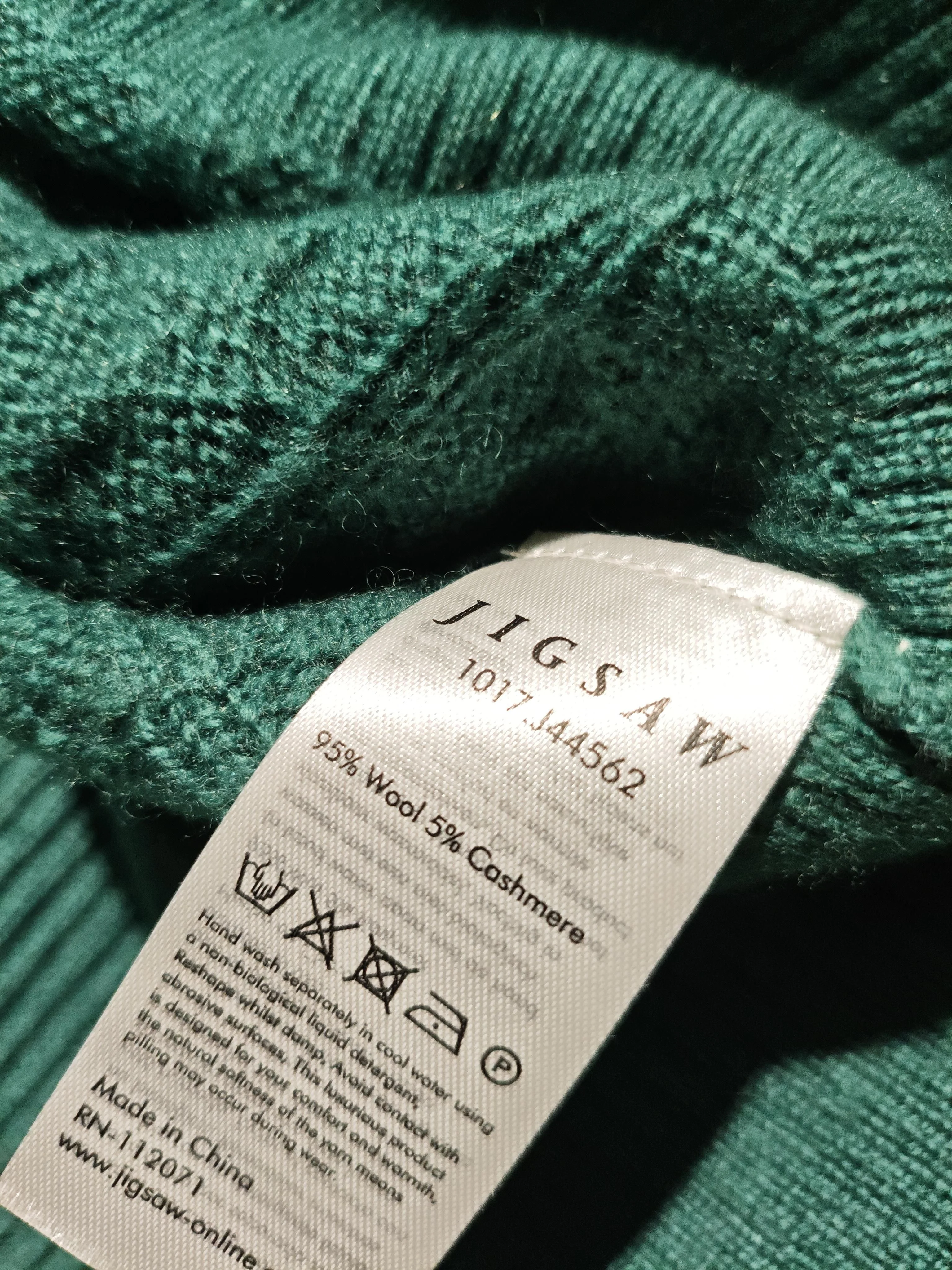 Jigsaw Women's Cardigan S Green Wool with Cashmere V-Neck Cardigan - Image 6