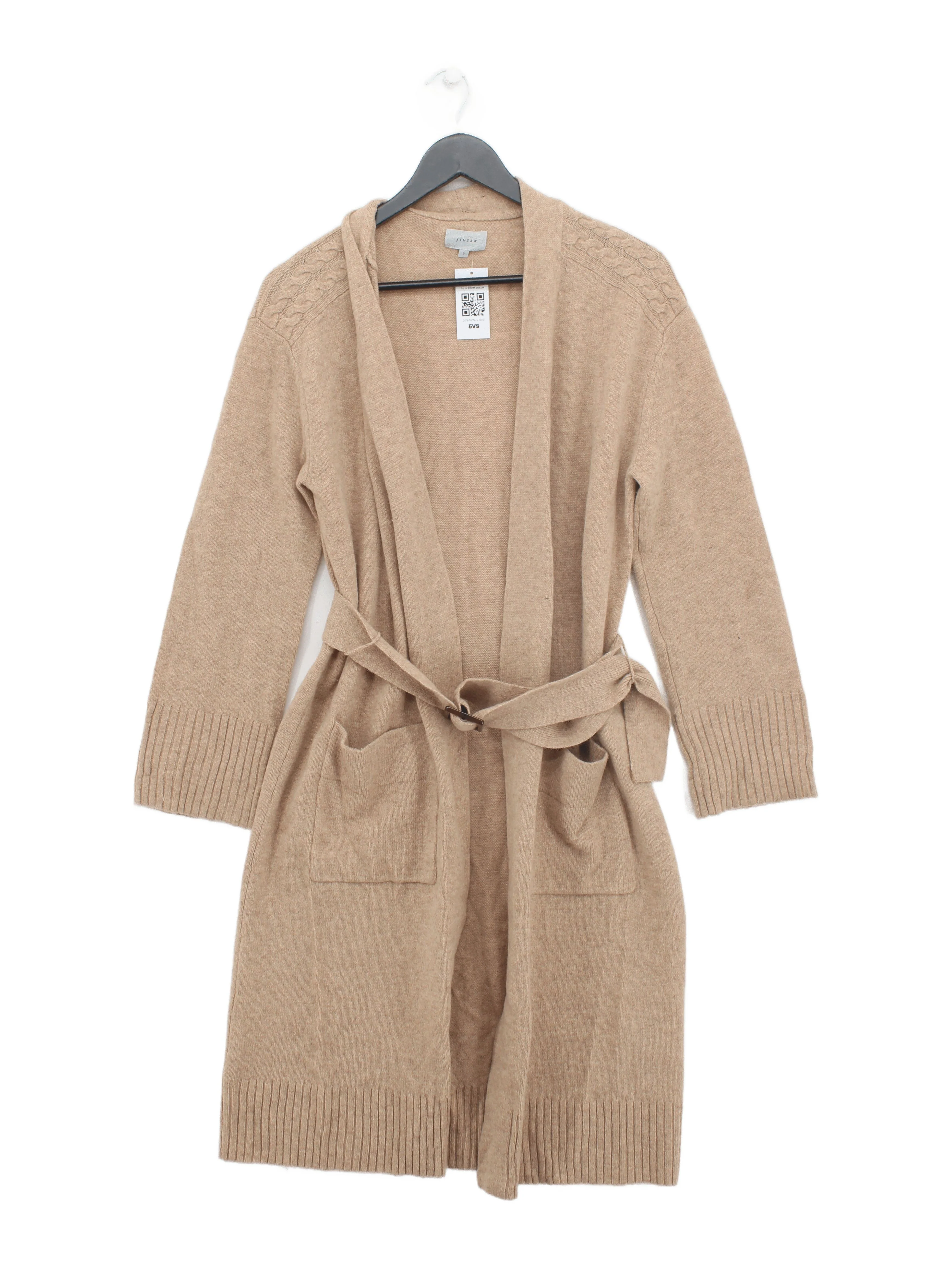 Jigsaw Women's Cardigan S Tan 100% Wool V-Neck Cardigan