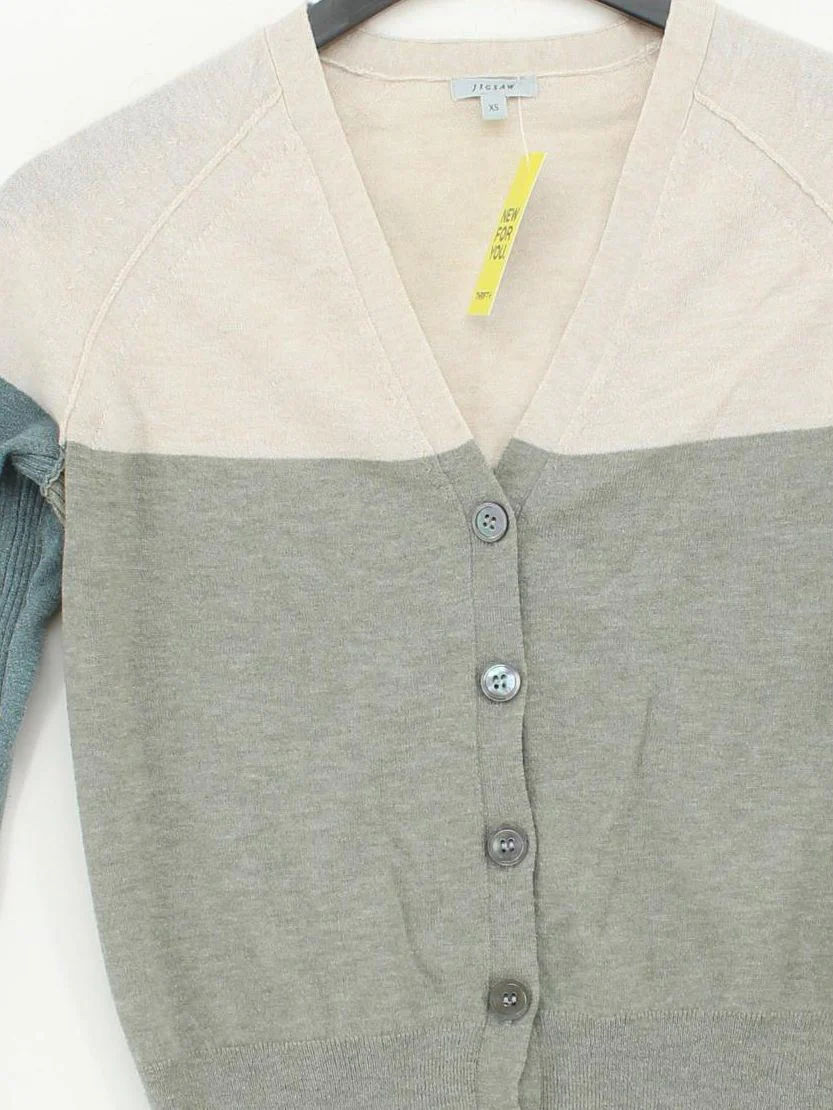 Jigsaw Women's Cardigan XS Multi Wool with Polyester, Polyamide V-Neck Cardigan - Image 3